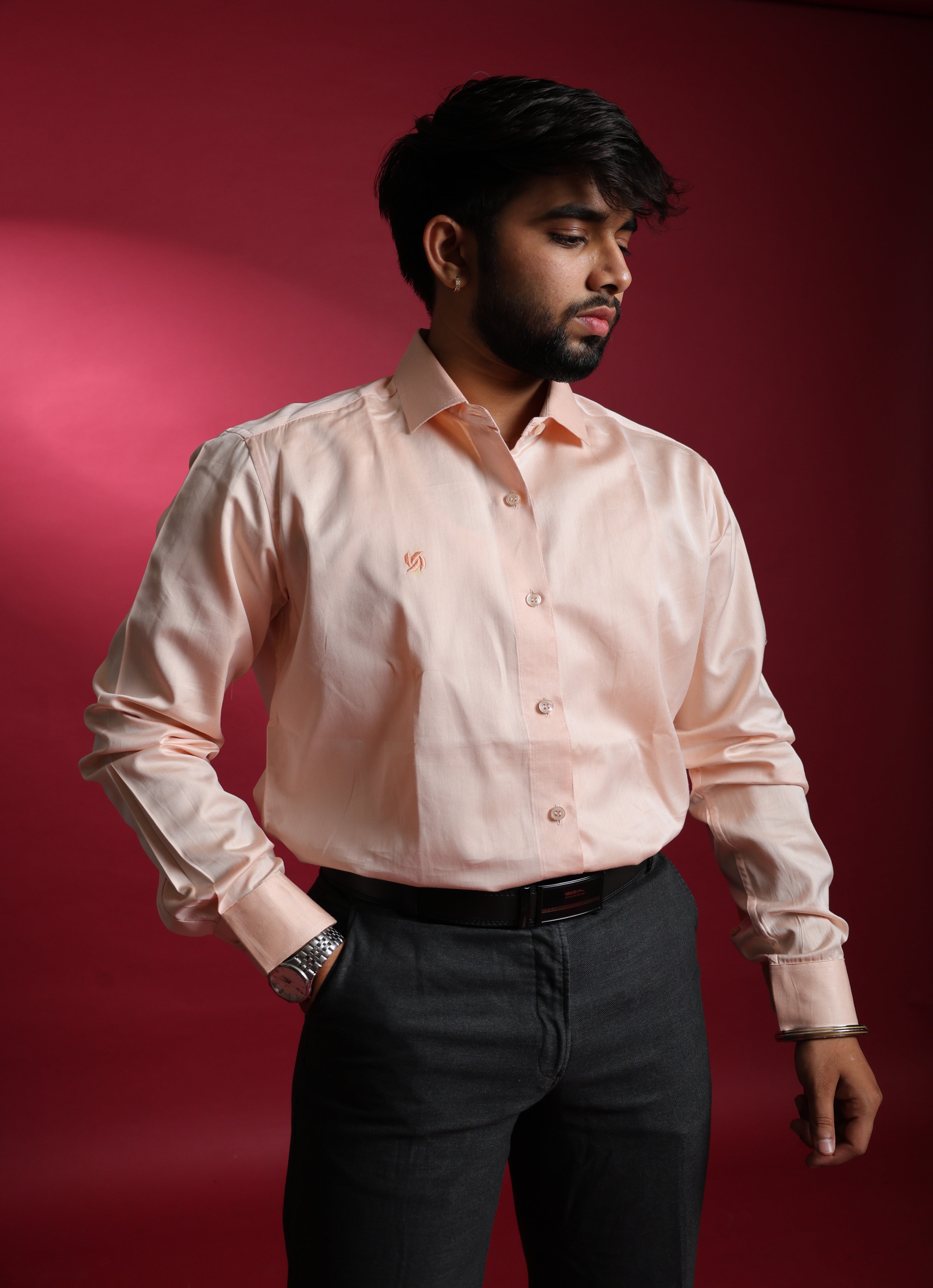 Peach Formal Giza Cotton Shirt