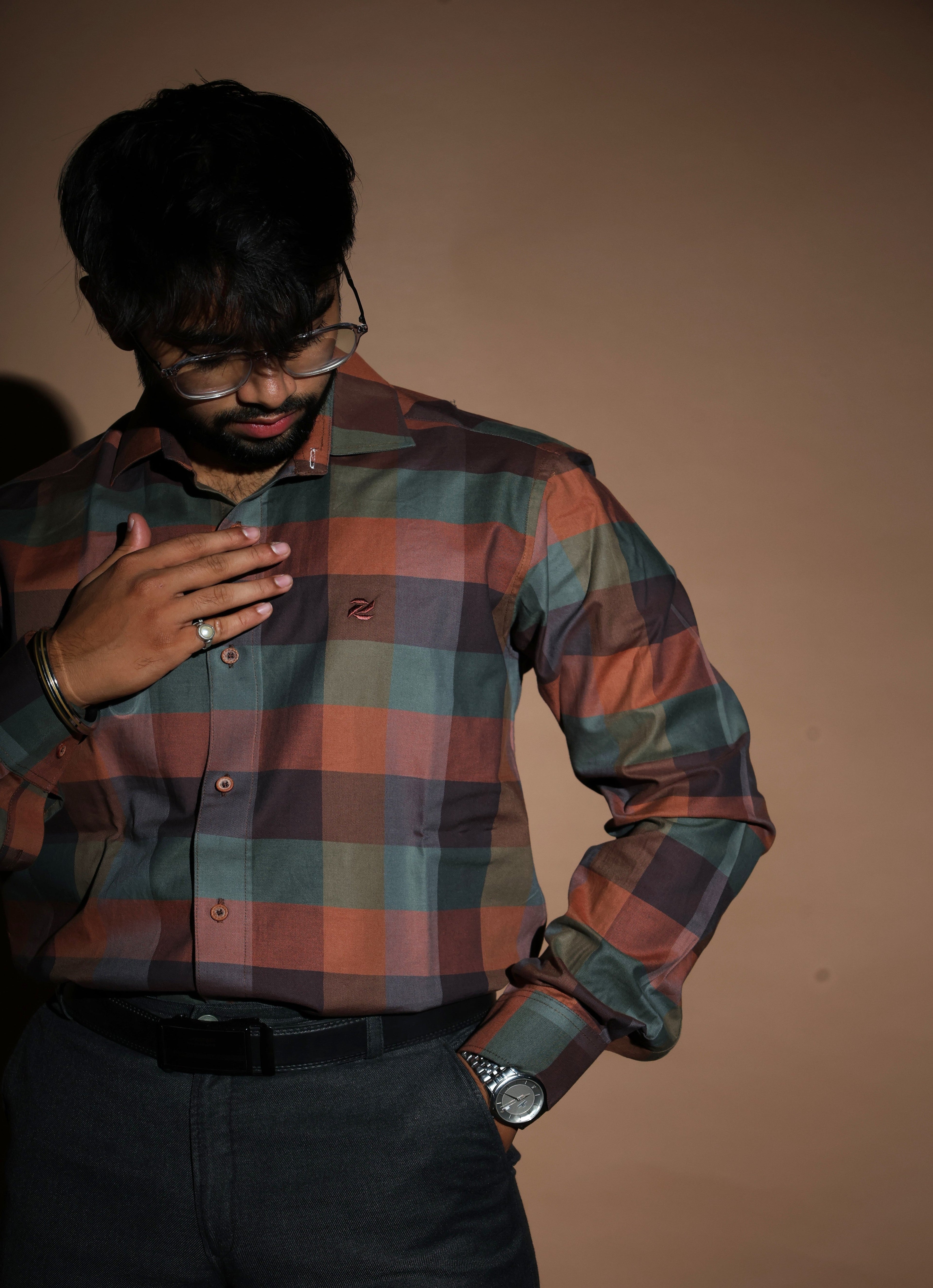 Multi-colored Checkered Formal Shirt