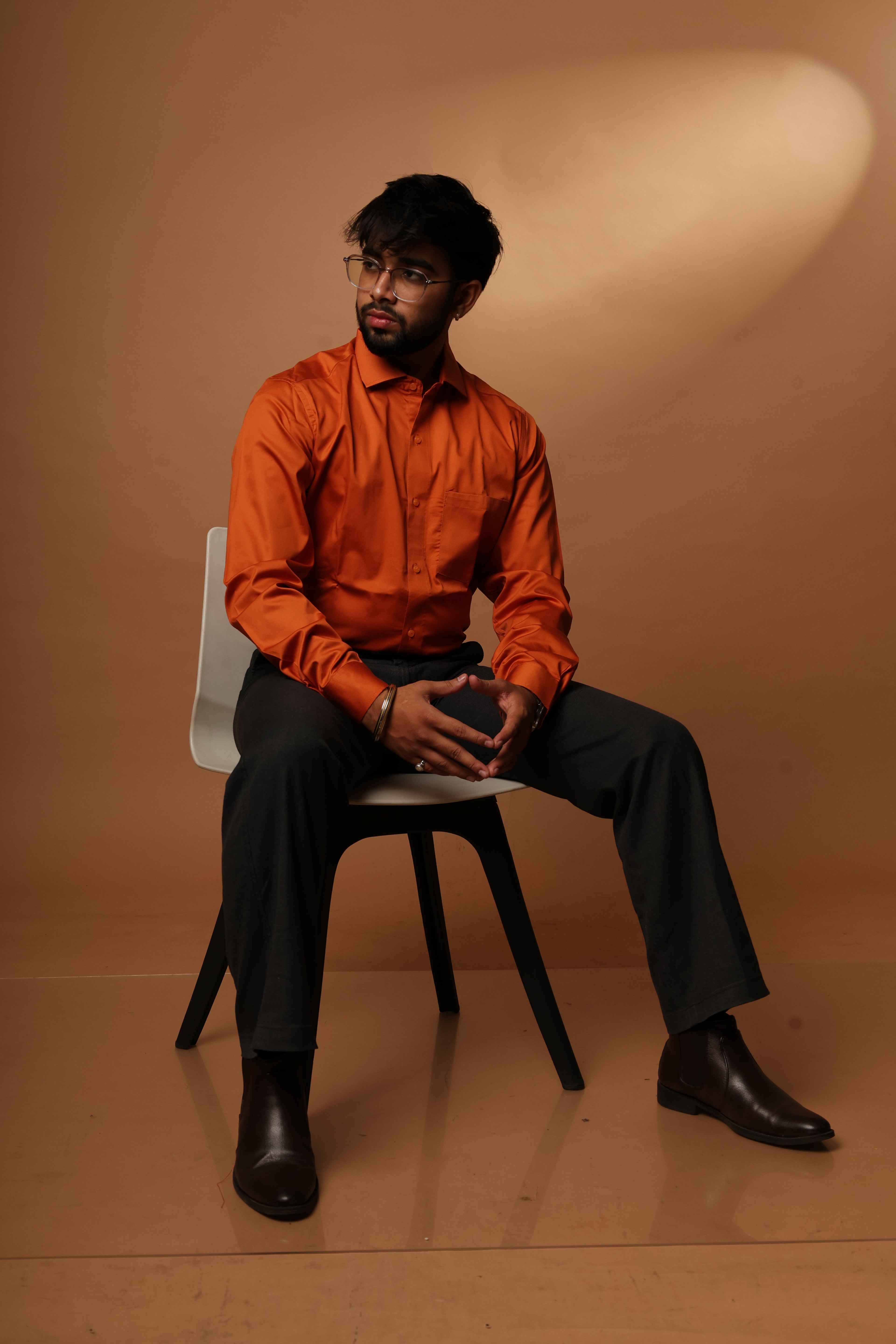 Solid Orange cotton shirt