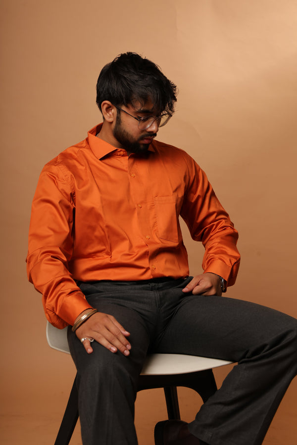 Solid Orange cotton shirt