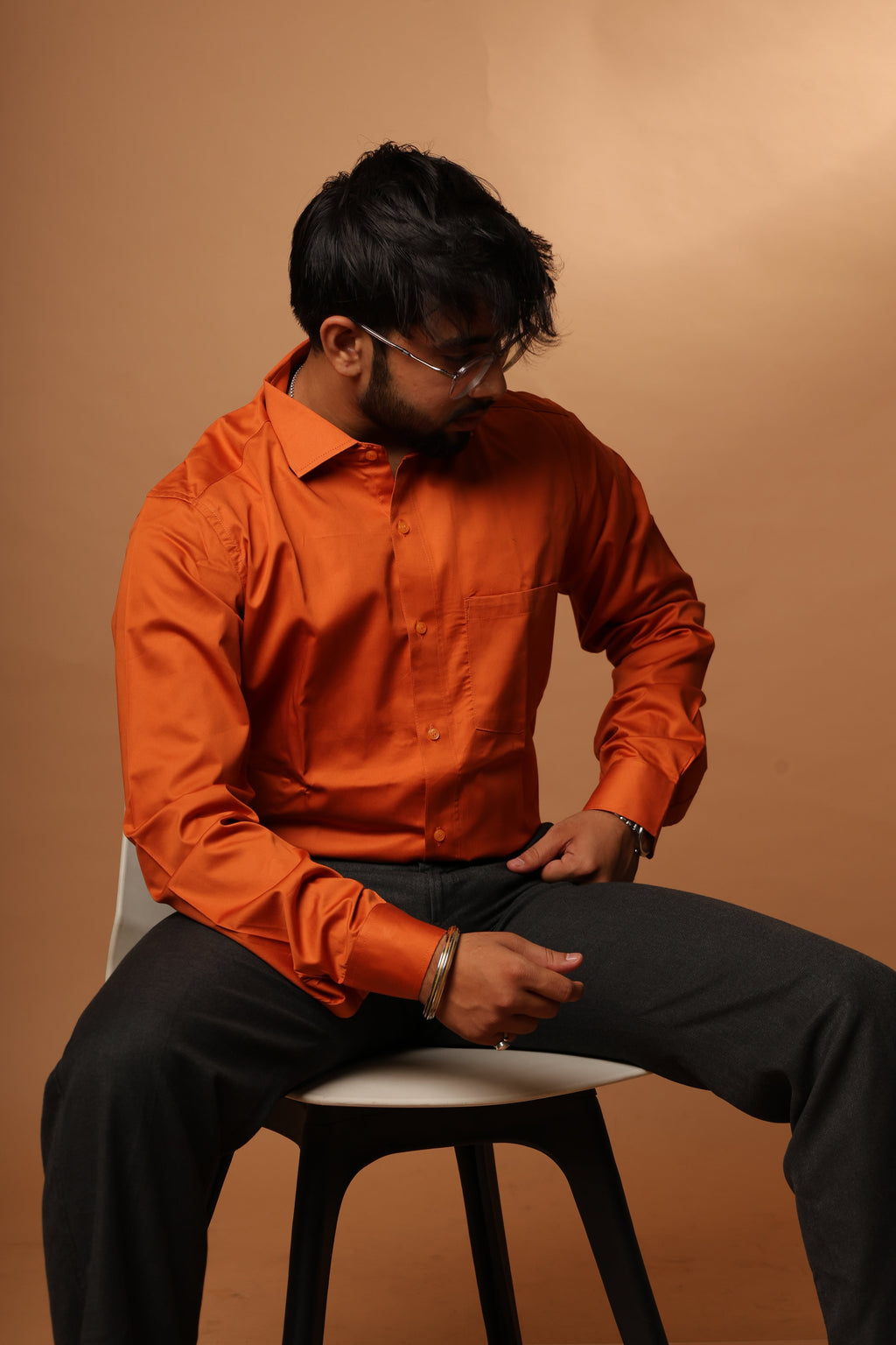 Solid Orange cotton shirt