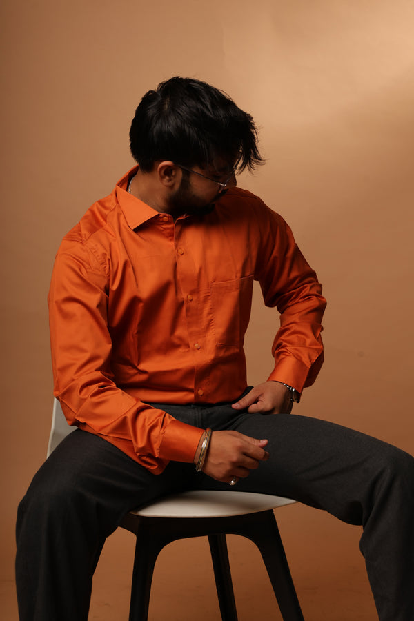 Solid Orange cotton shirt