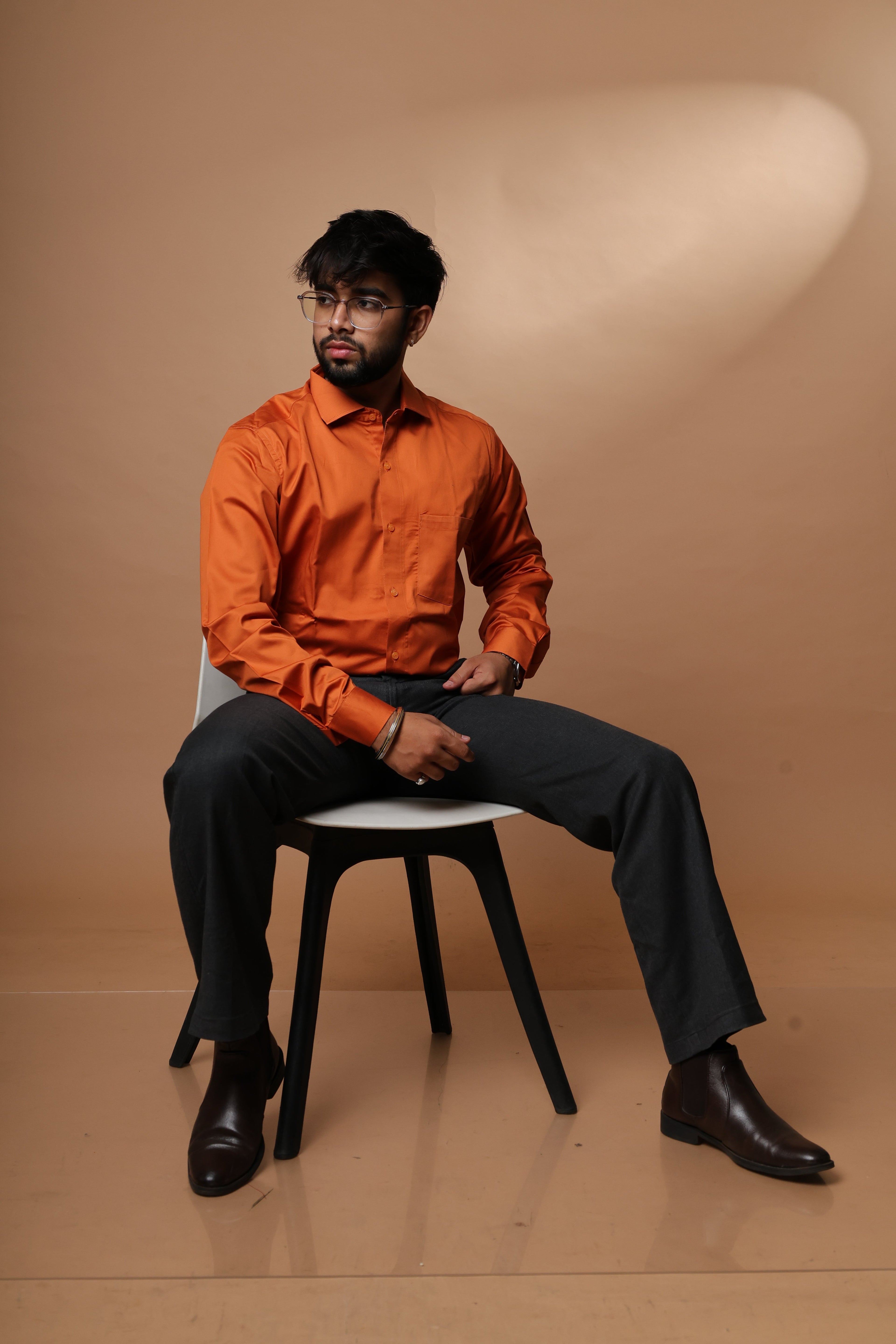 Solid Orange cotton shirt