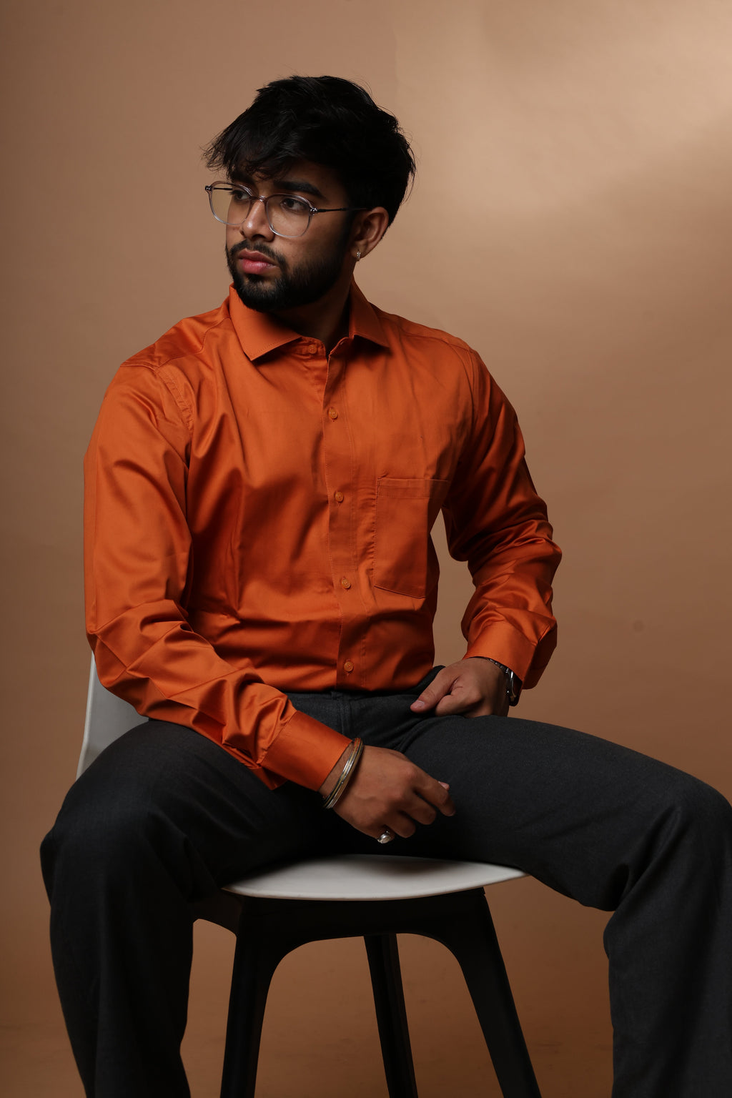 Solid Orange cotton shirt