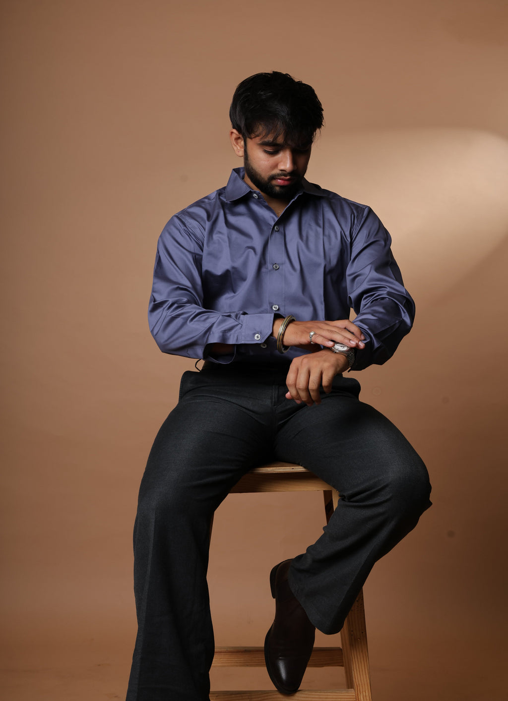 Solid Slate Blue Giza Cotton Shirt