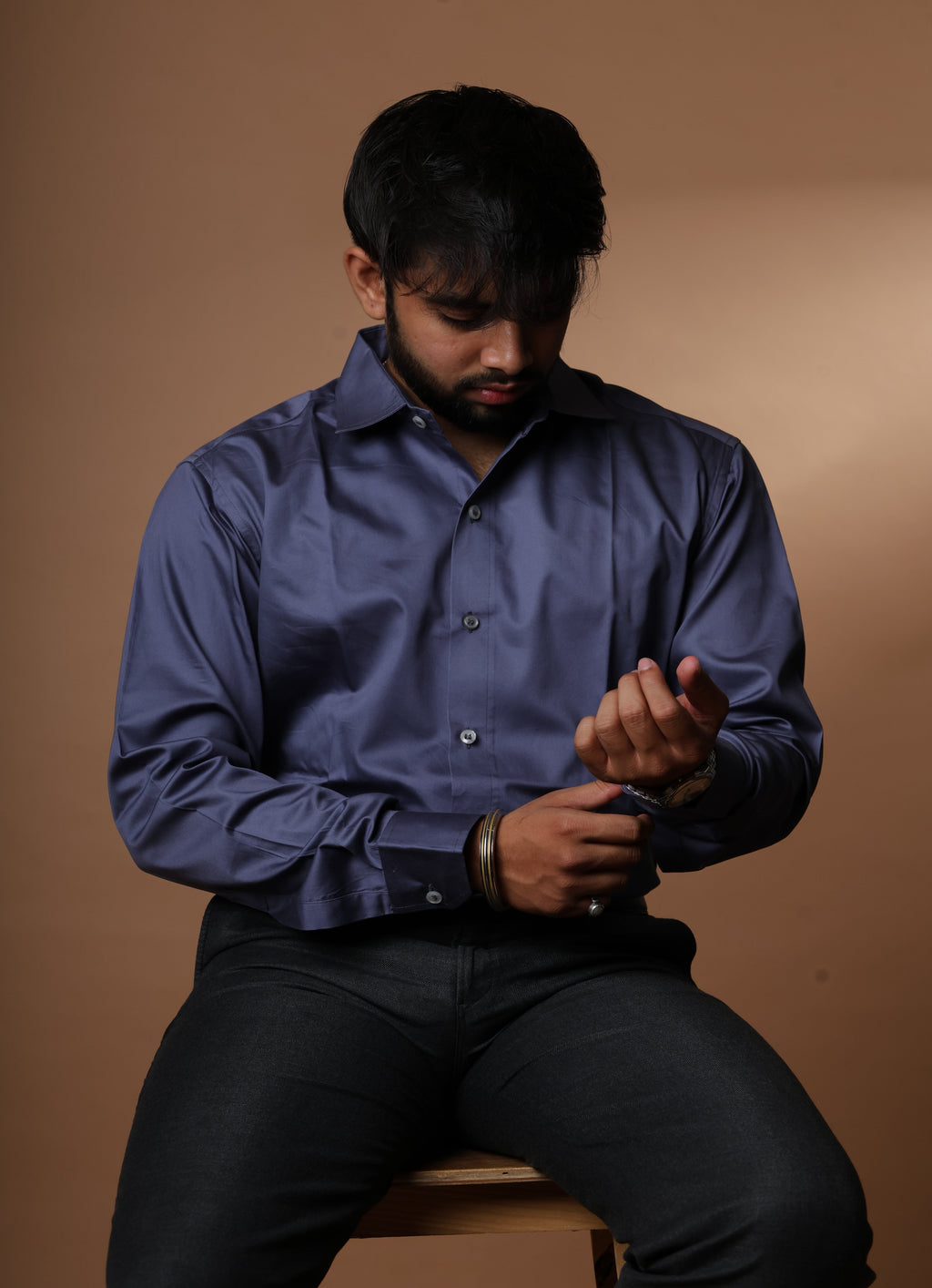 Solid Slate Blue Giza Cotton Shirt