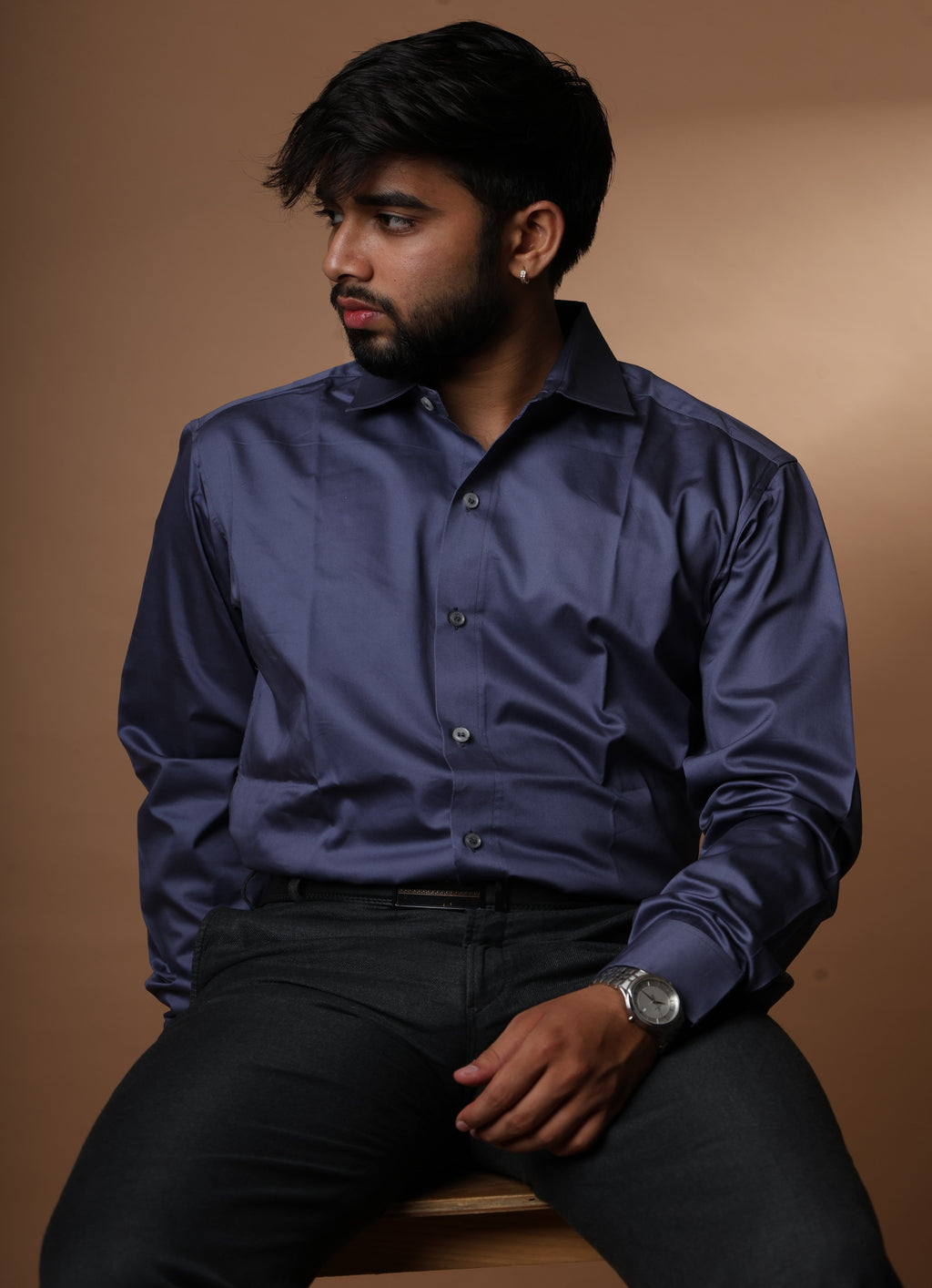 Solid Slate Blue Giza Cotton Shirt