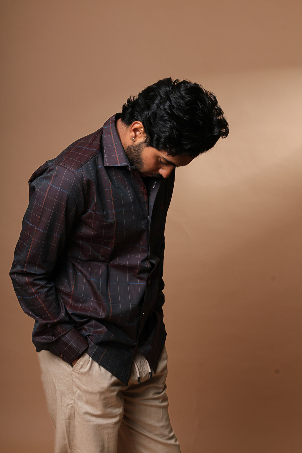 Dark Brown base with Checkered Pattern Shirt