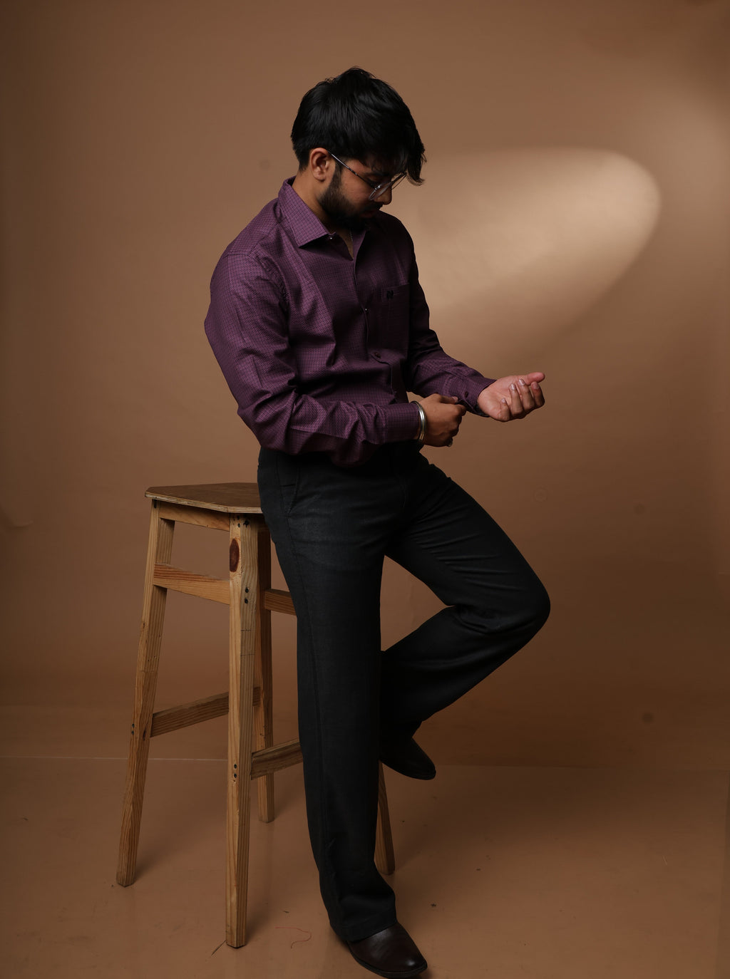 Deep Purple textured Premium cotton shirt