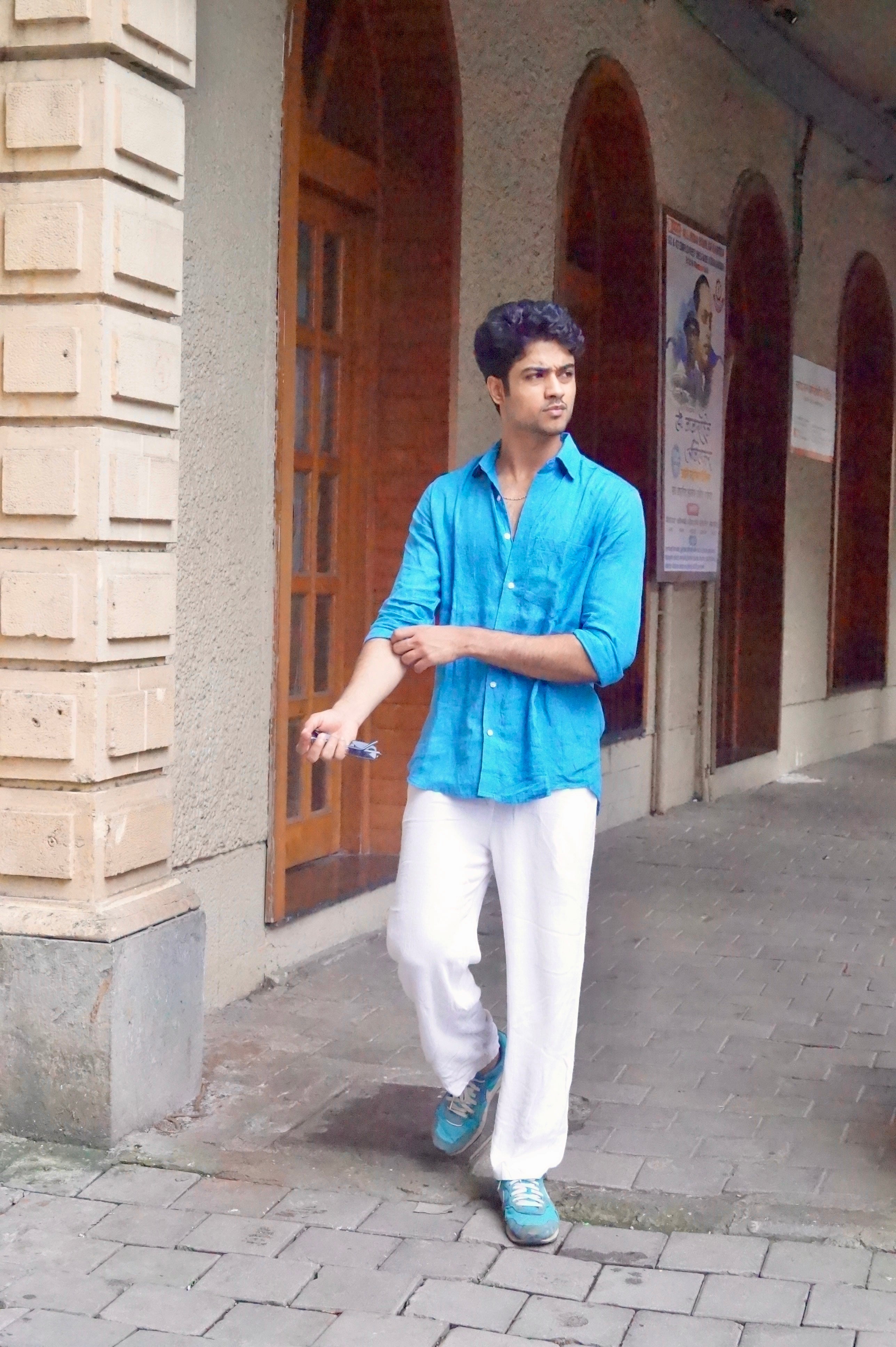Cobalt Blue Pure Linen Shirt