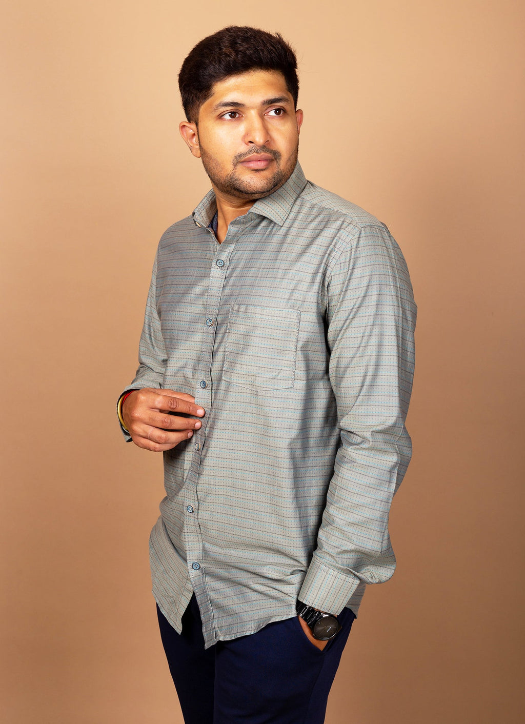 Shimmery Olive Dotted Organic Cotton Premium Shirt