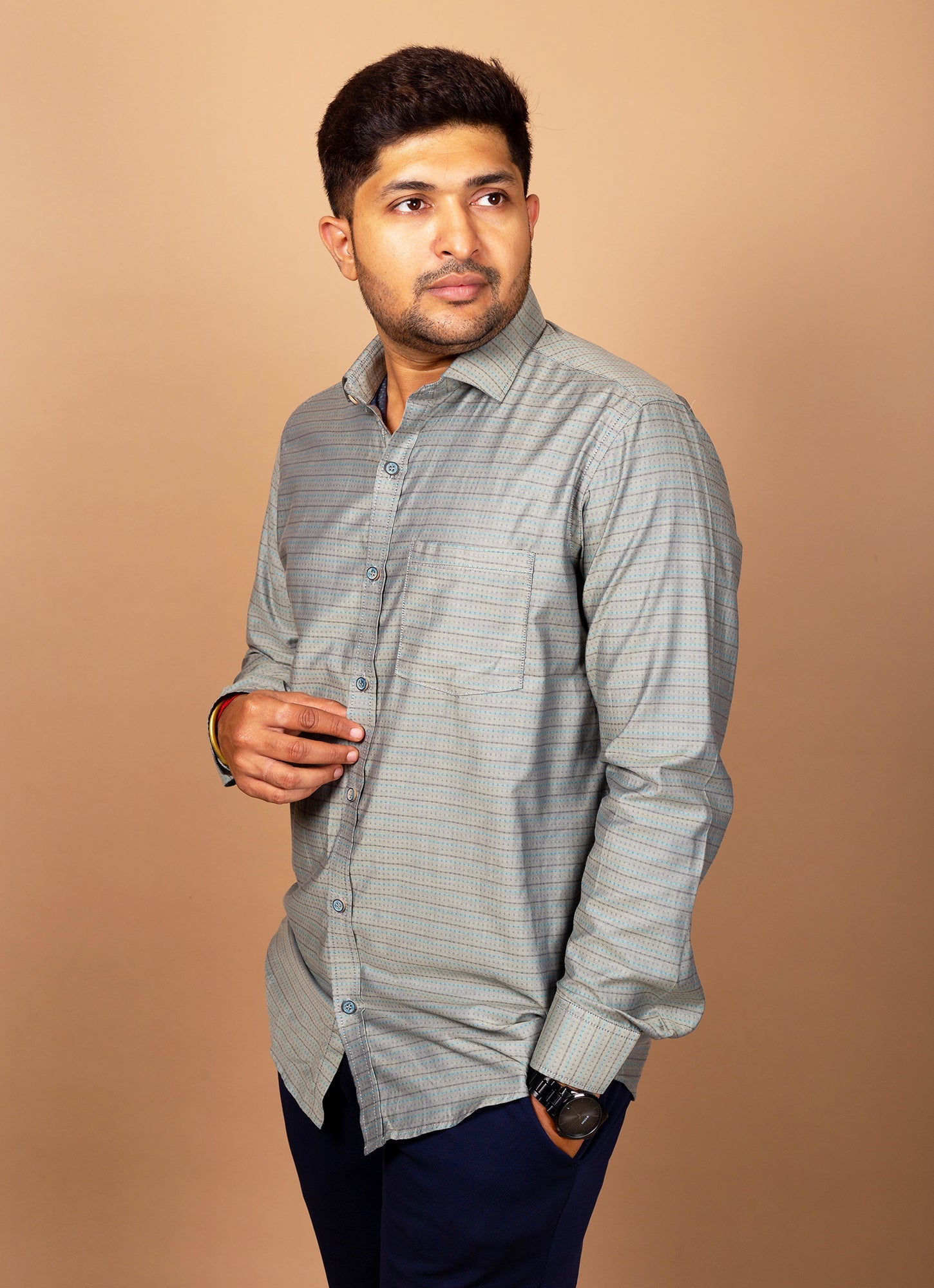 Shimmery Olive Dotted Organic Cotton Premium Shirt