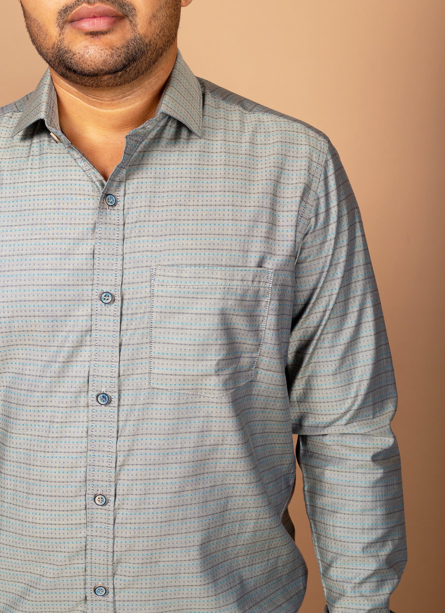 Shimmery Olive Dotted Organic Cotton Premium Shirt