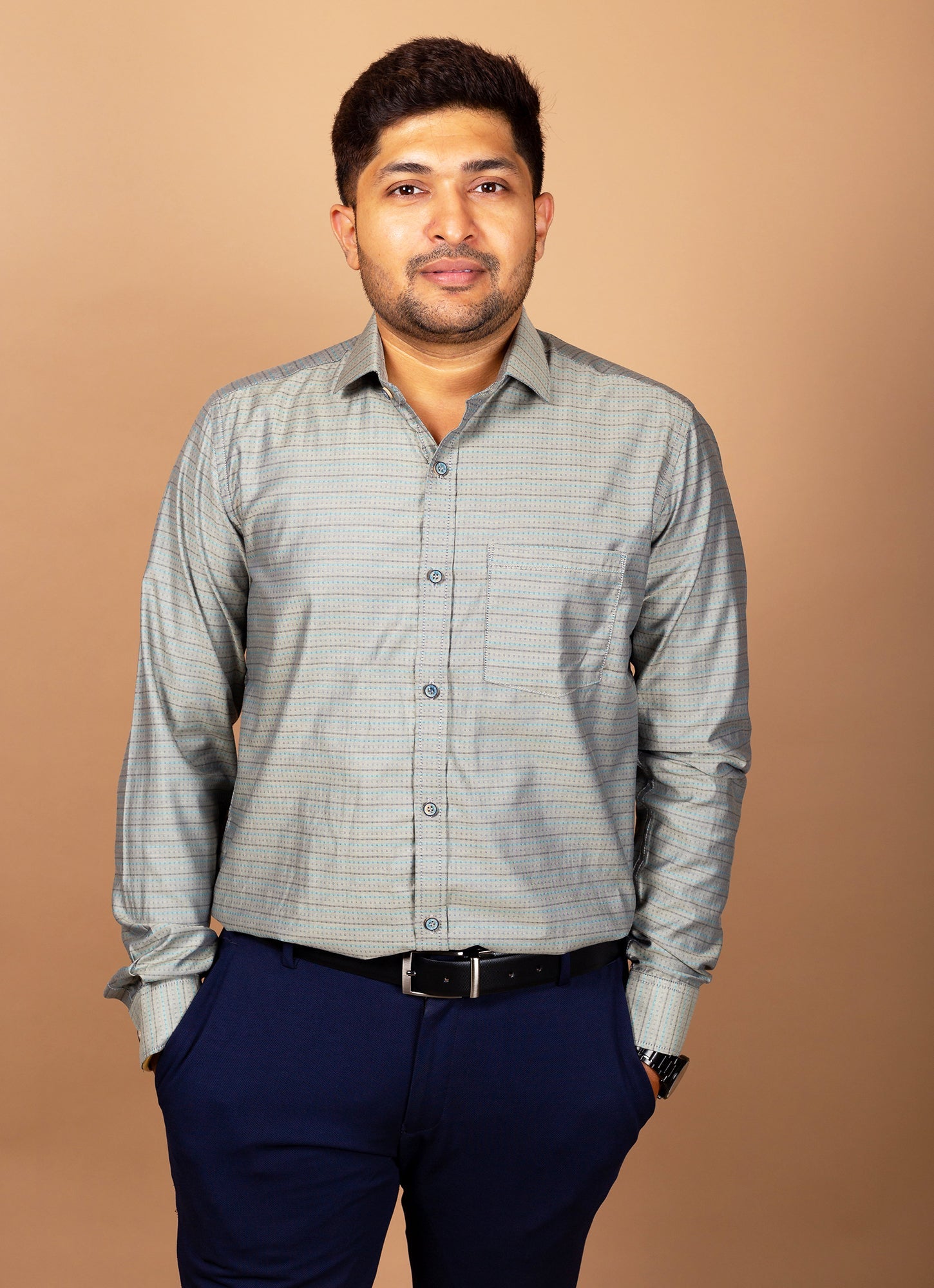 Shimmery Olive Dotted Organic Cotton Premium Shirt