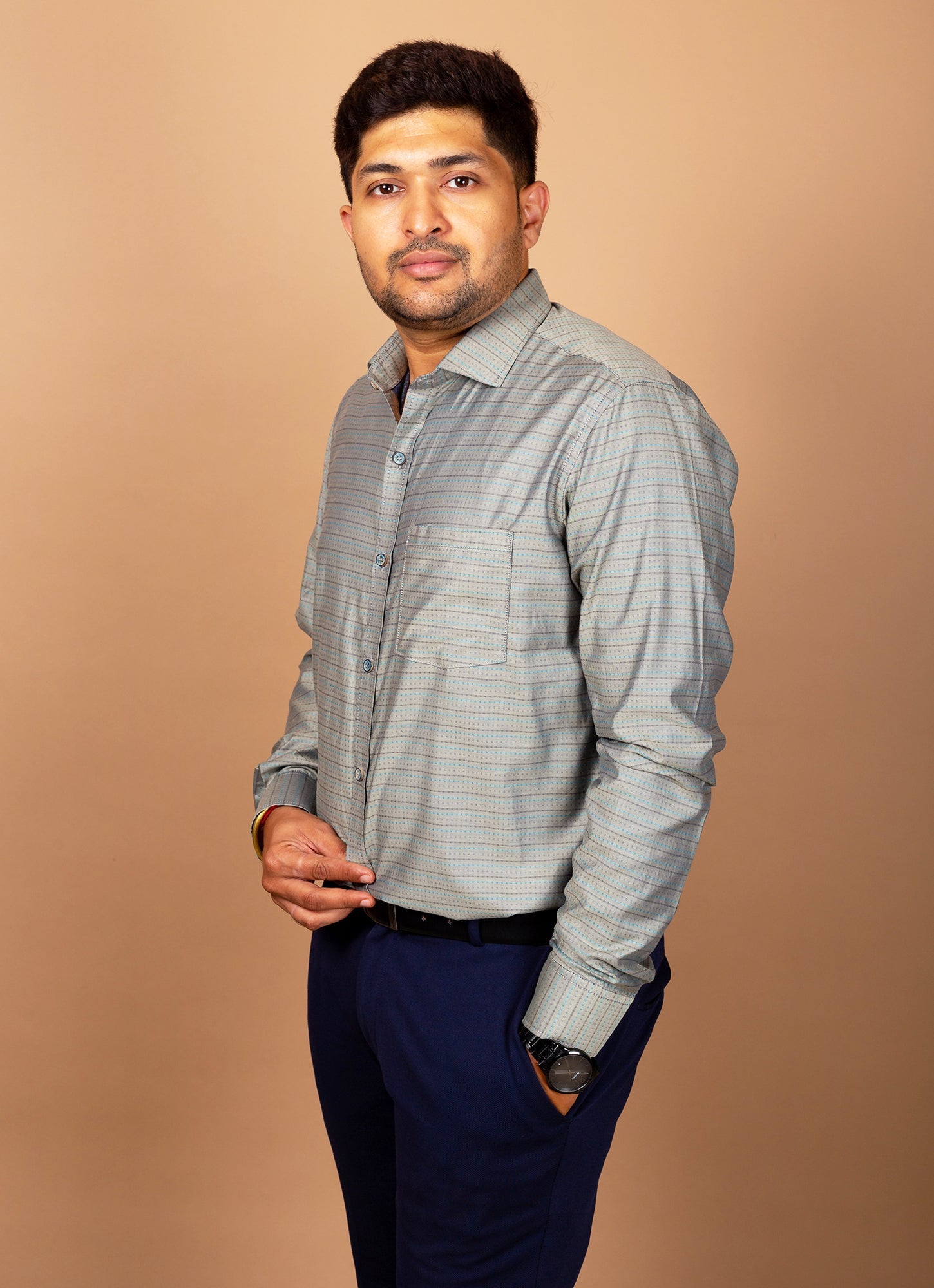 Shimmery Olive Dotted Organic Cotton Premium Shirt