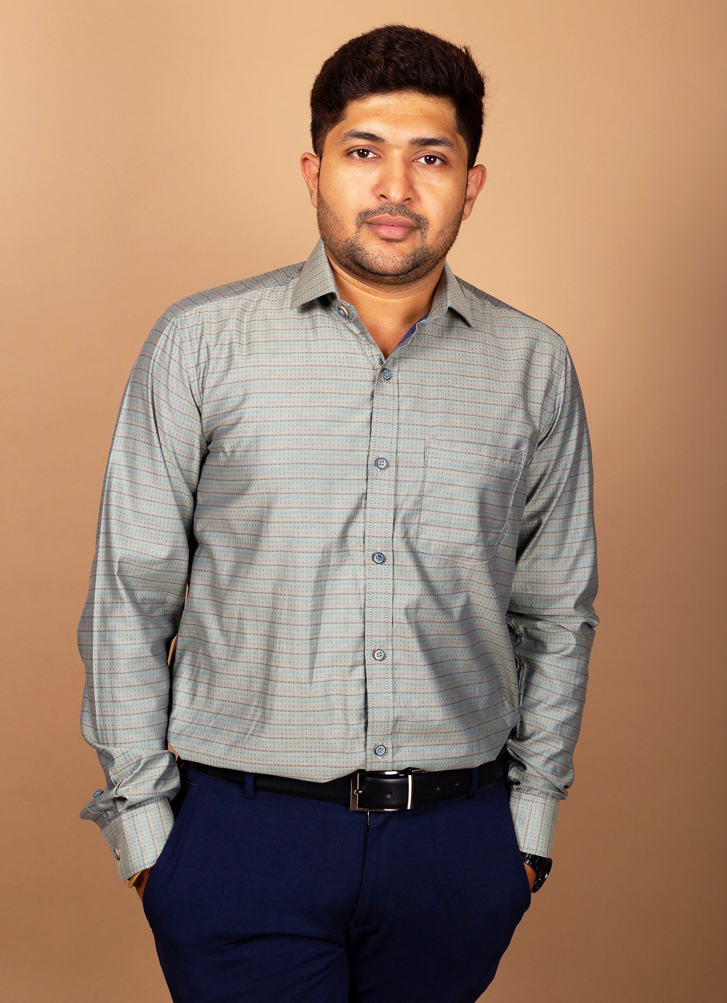 Shimmery Olive Dotted Organic Cotton Premium Shirt