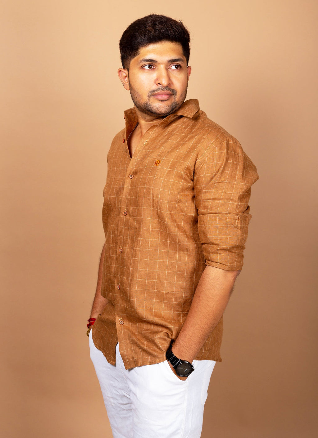 Peru Brown Very Airy Pure Linen Premium Shirt
