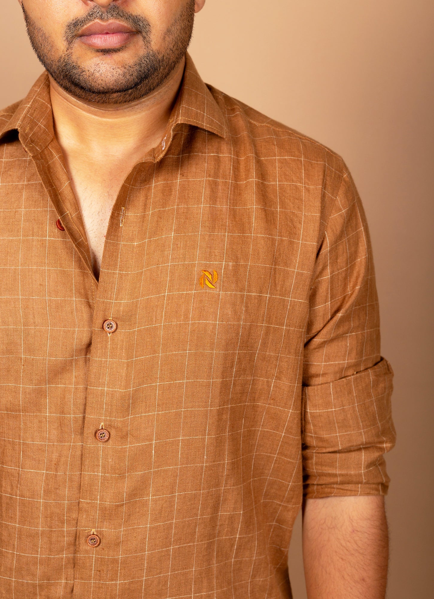 Peru Brown Very Airy Pure Linen Premium Shirt