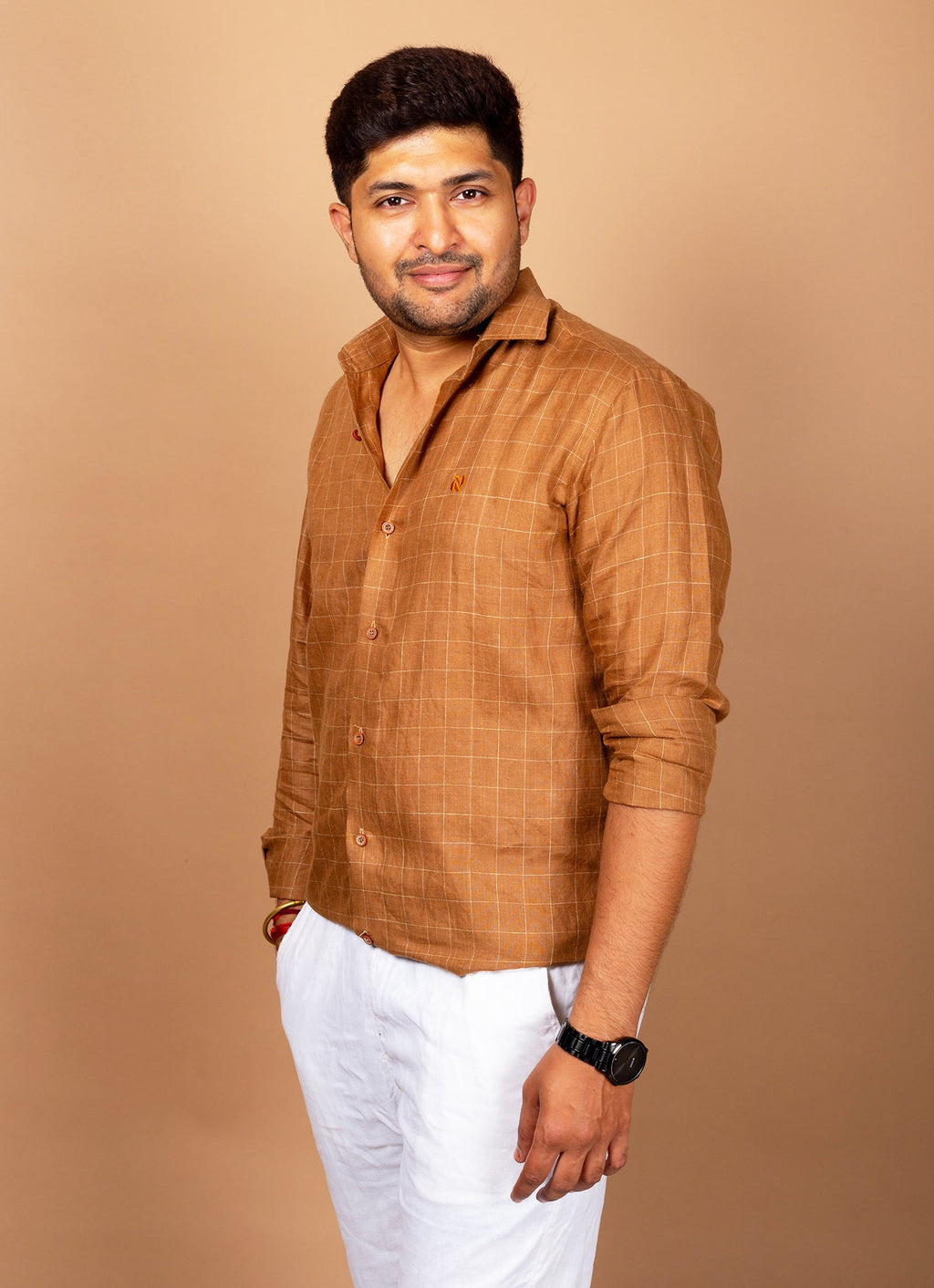 Peru Brown Very Airy Pure Linen Premium Shirt