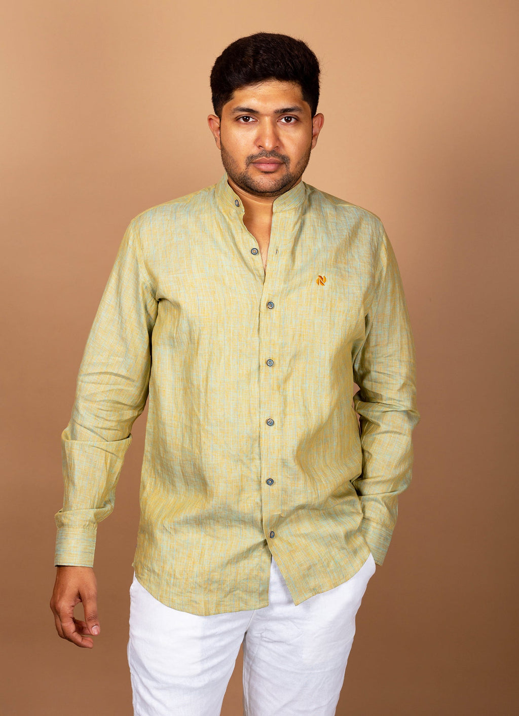 Husky Green Textured Organic Cotton Premium Shirt
