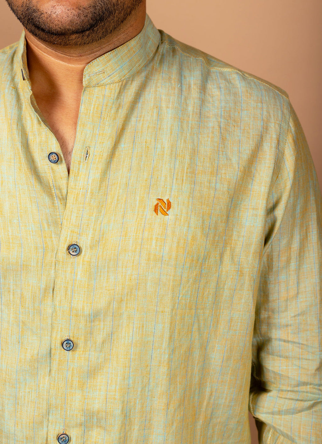 Husky Green Textured Organic Cotton Premium Shirt