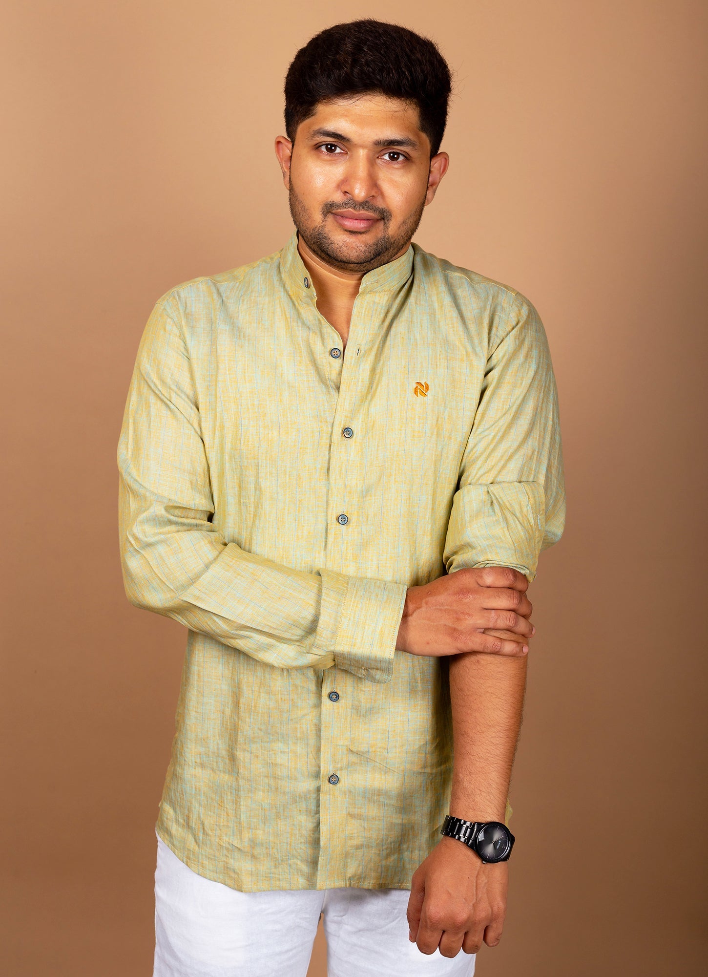 Husky Green Textured Organic Cotton Premium Shirt