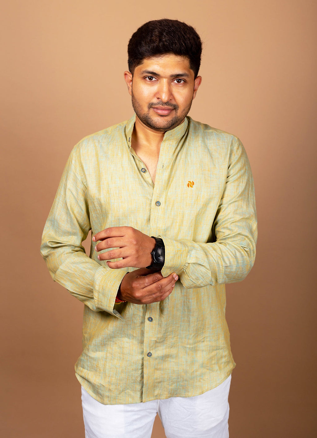 Husky Green Textured Organic Cotton Premium Shirt