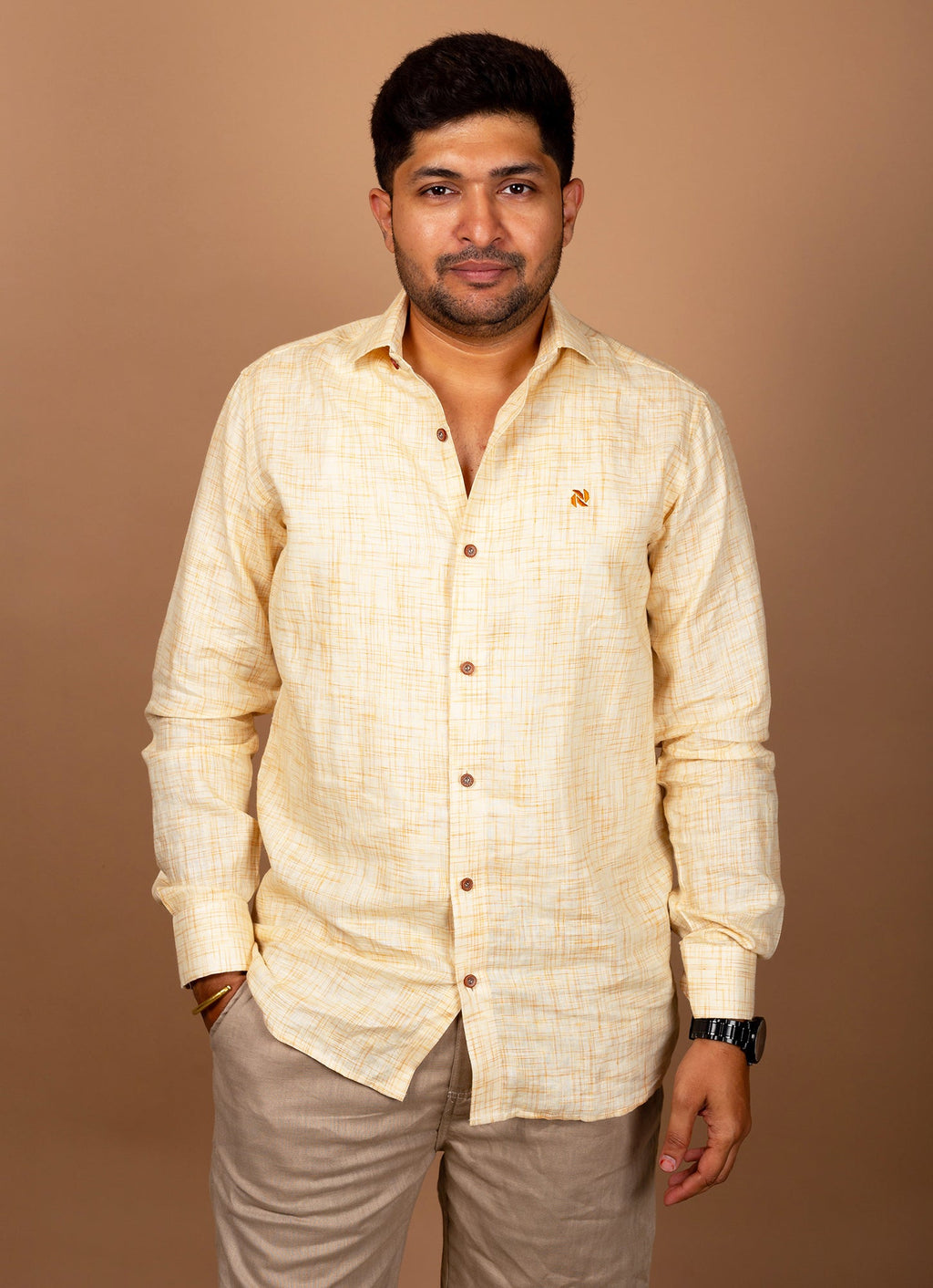 Dutch White Textured Pure Linen Premium Shirt