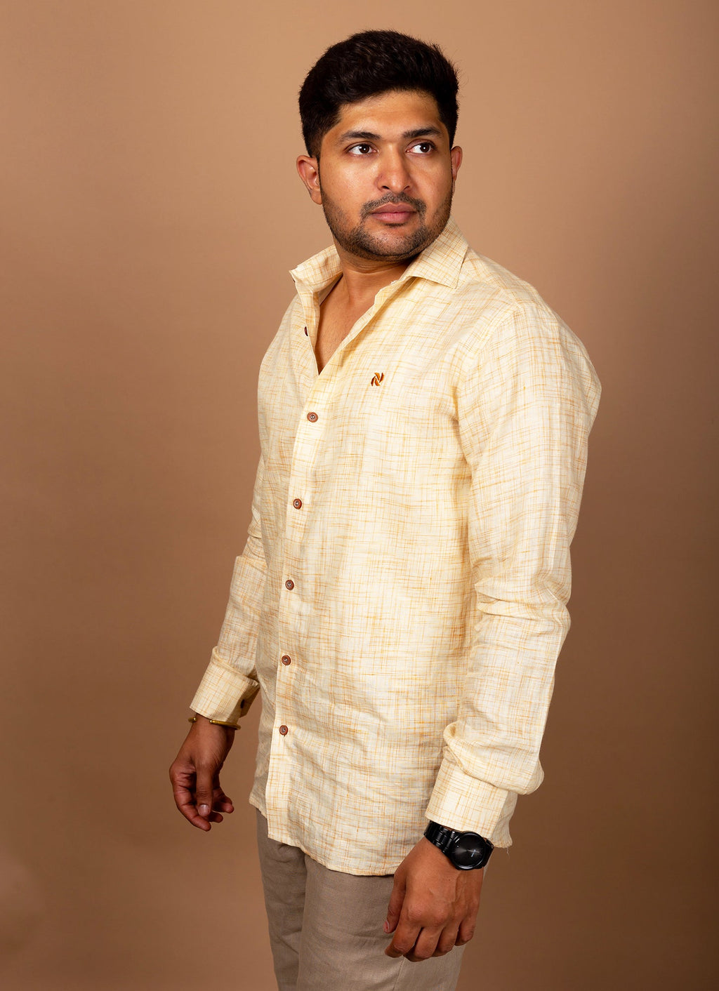 Dutch White Textured Pure Linen Premium Shirt