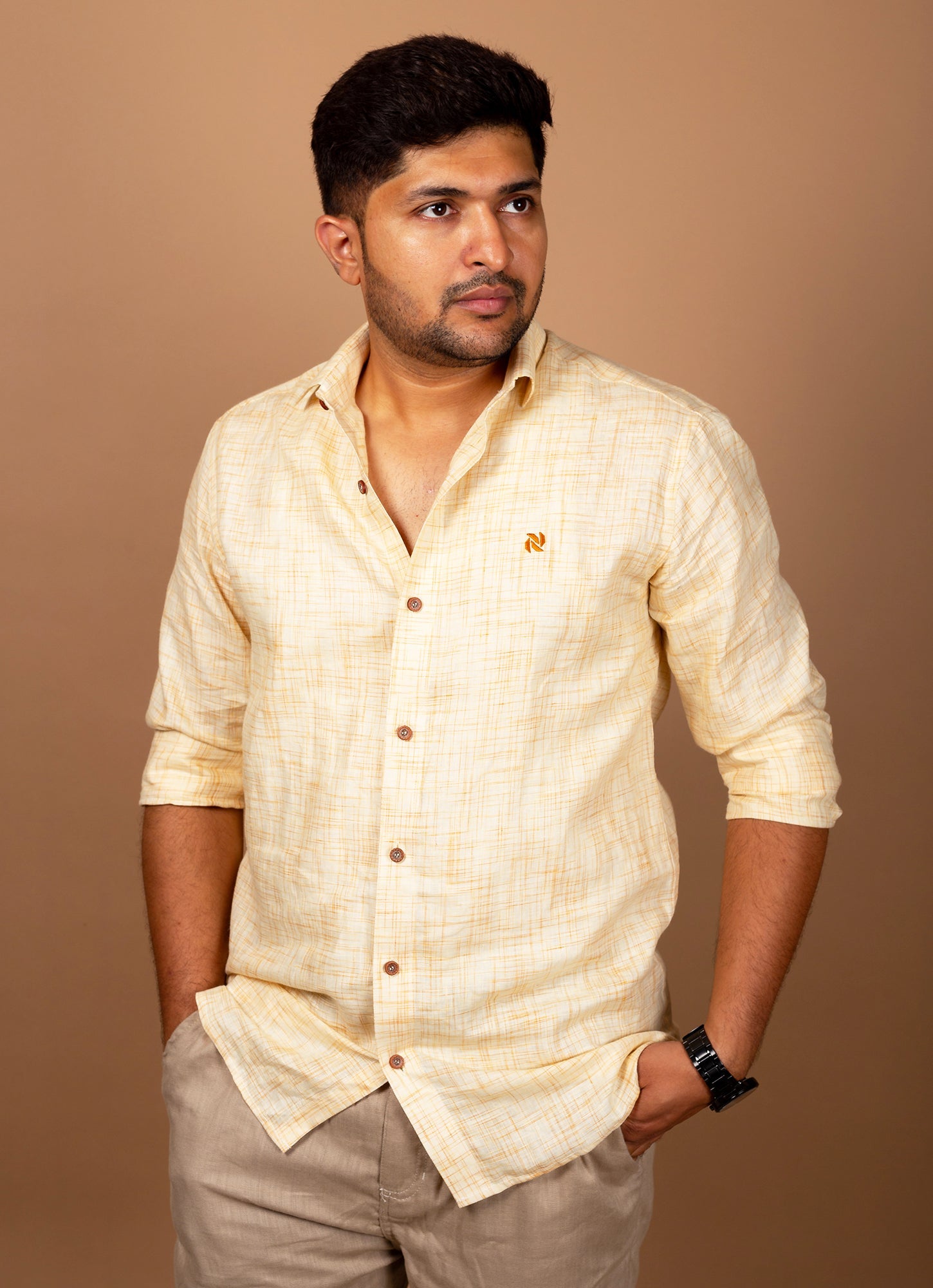 Dutch White Textured Pure Linen Premium Shirt