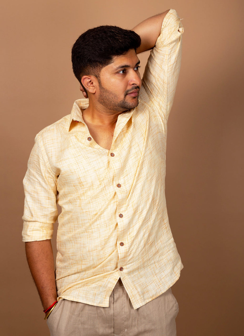 Dutch White Textured Pure Linen Premium Shirt