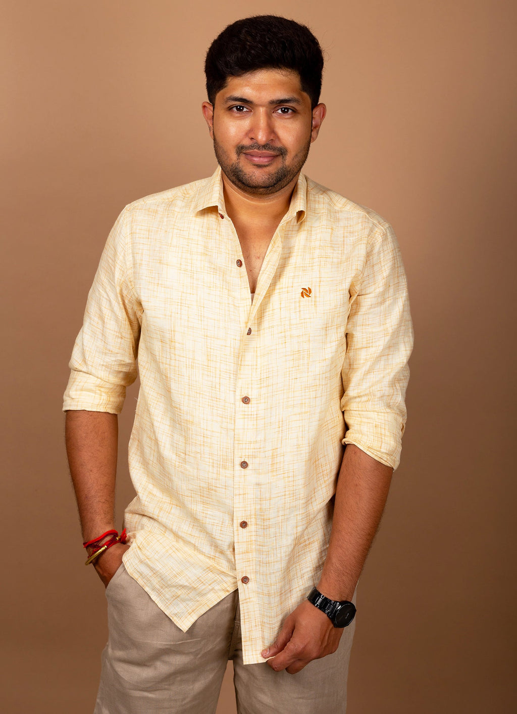 Dutch White Textured Pure Linen Premium Shirt