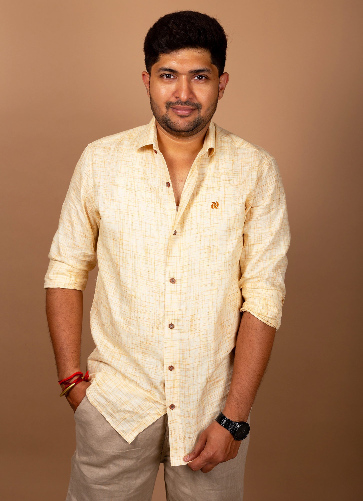 Dutch White Textured Pure Linen Premium Shirt