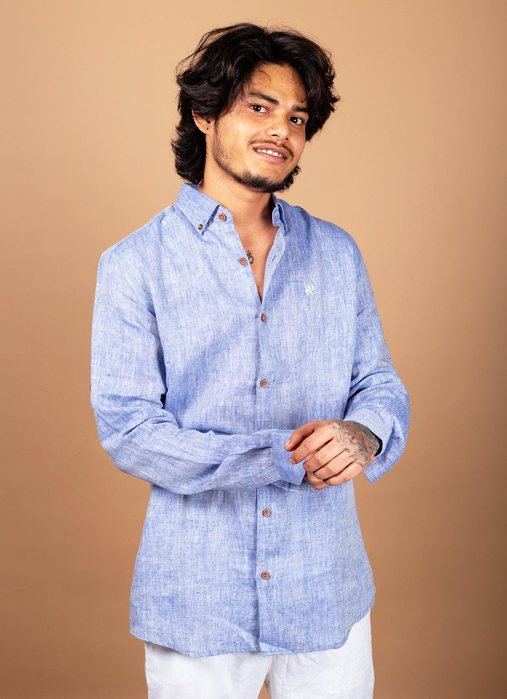 Powder Blue Super Airy Pure Linen Premium Shirt