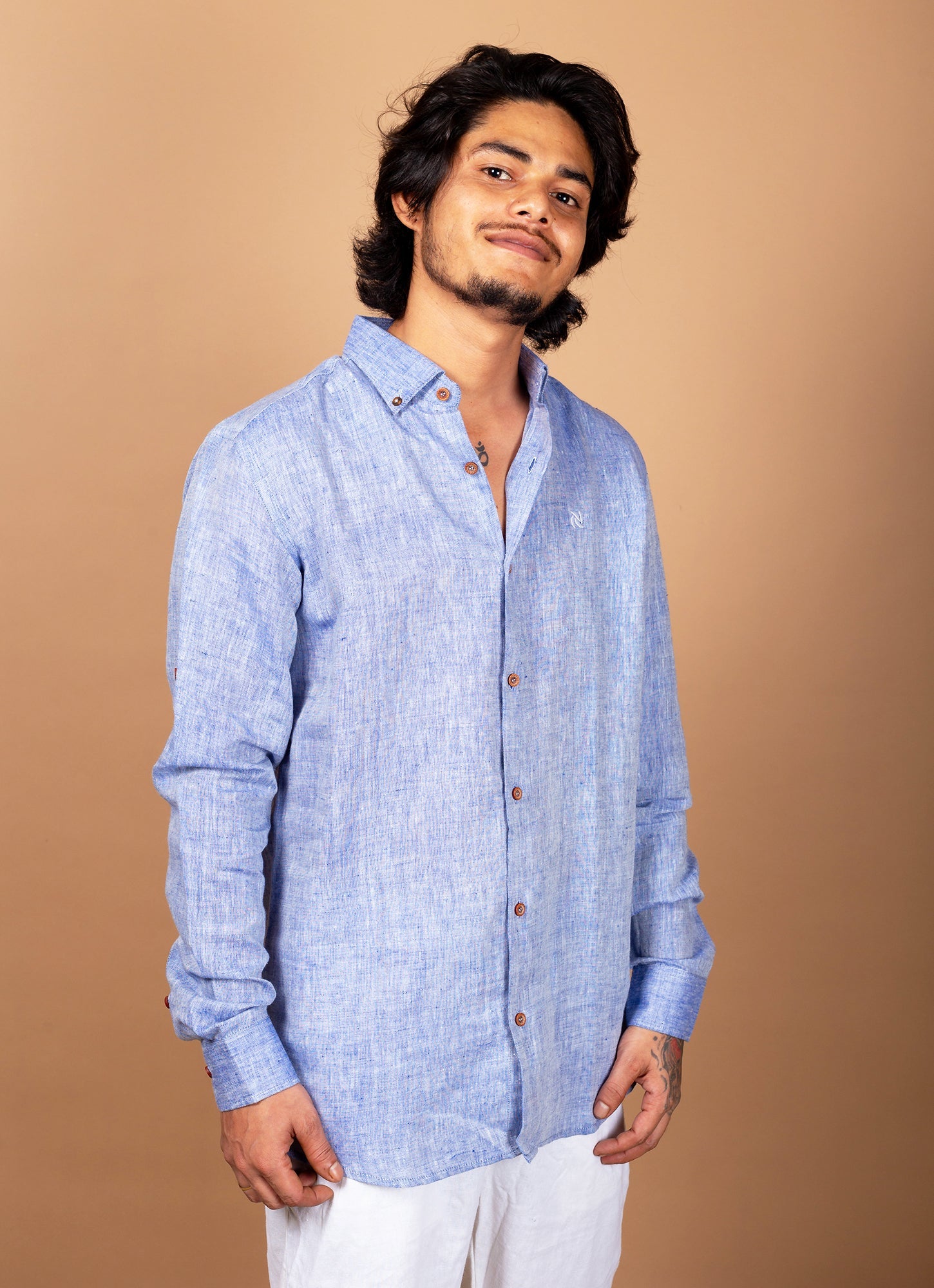 Powder Blue Super Airy Pure Linen Premium Shirt