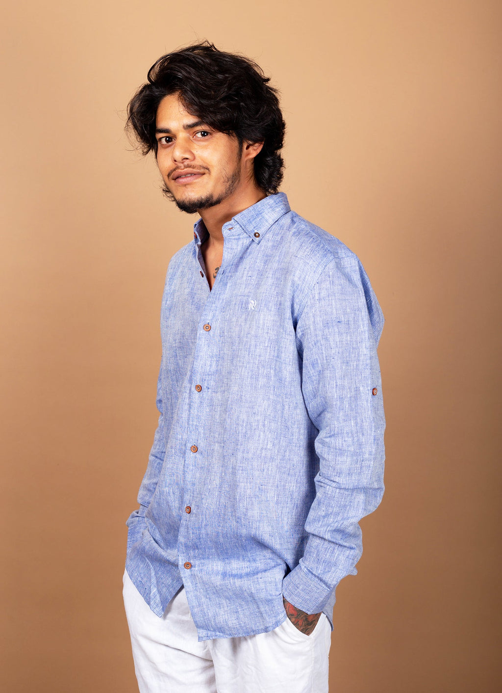 Powder Blue Super Airy Pure Linen Premium Shirt