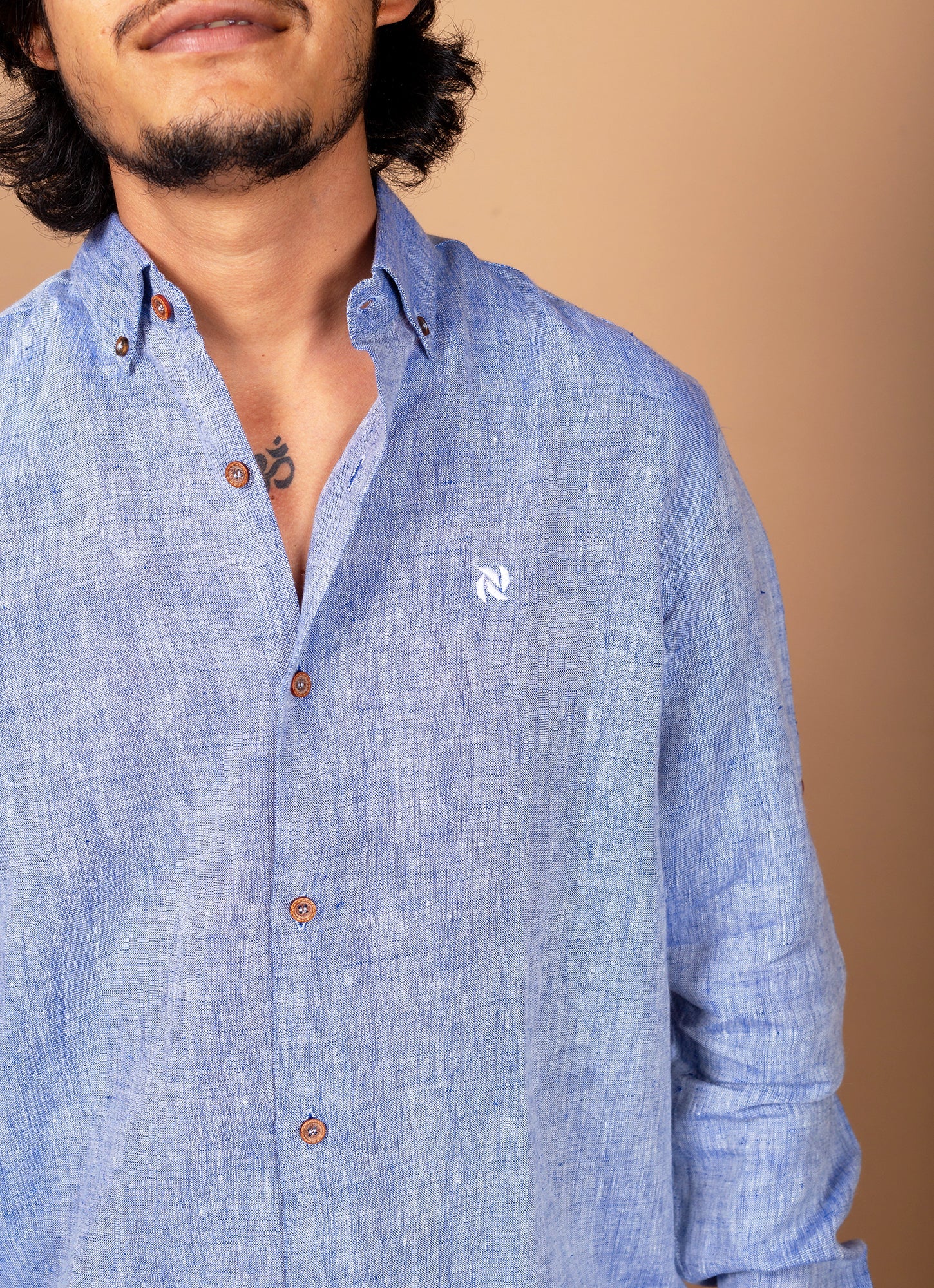 Powder Blue Super Airy Pure Linen Premium Shirt
