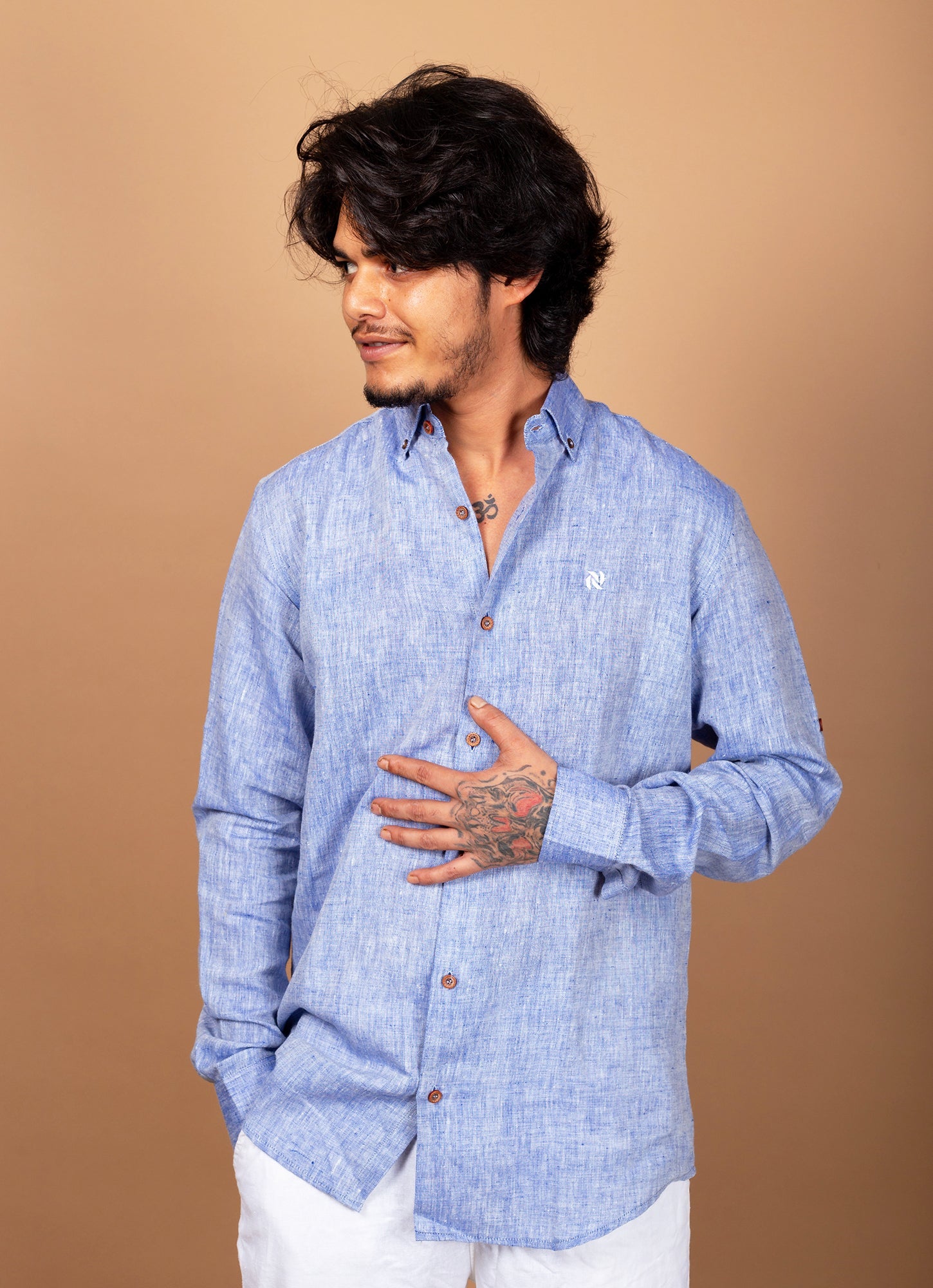 Powder Blue Super Airy Pure Linen Premium Shirt