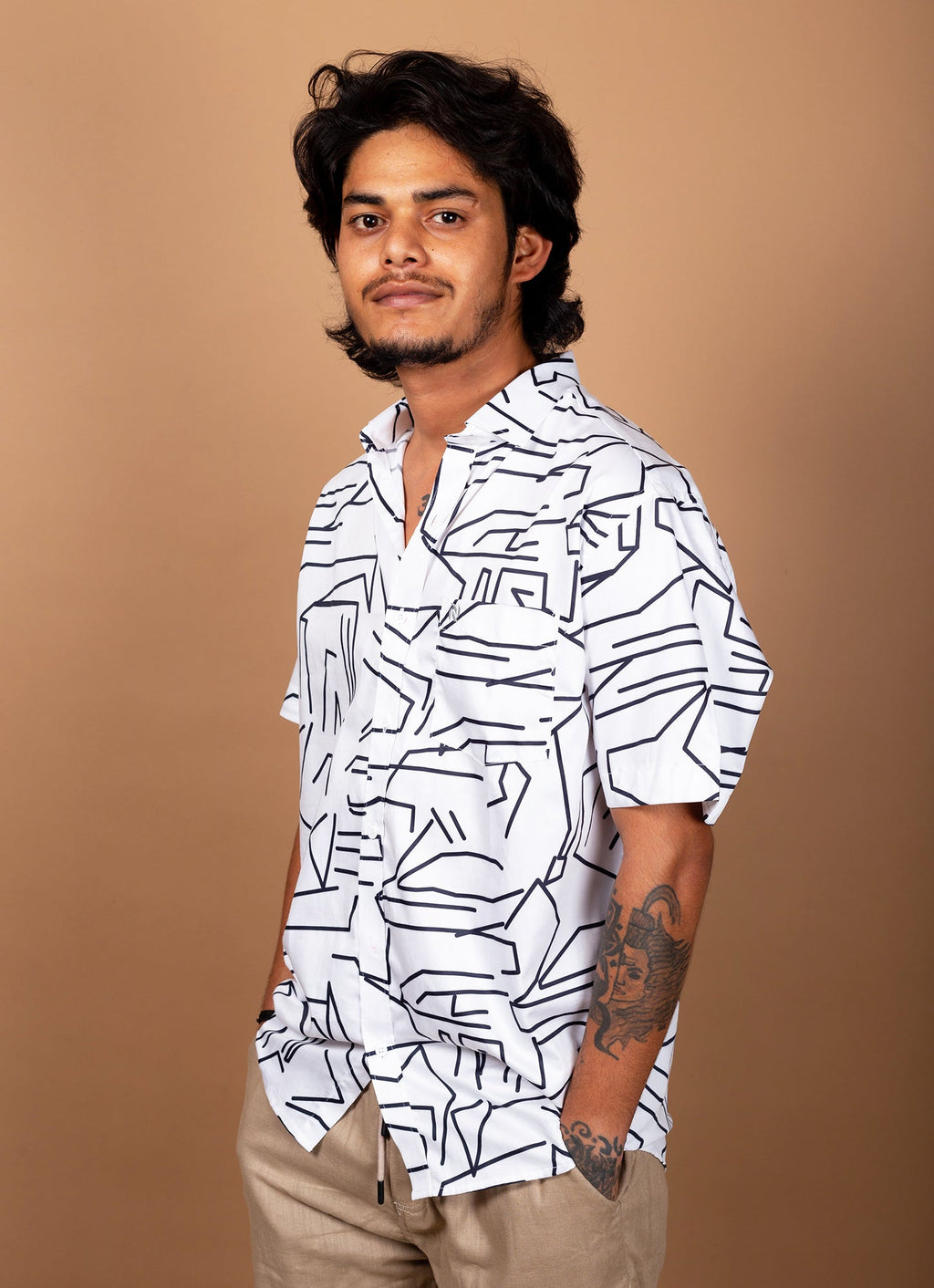 Wavy Designer White Premium Shirt