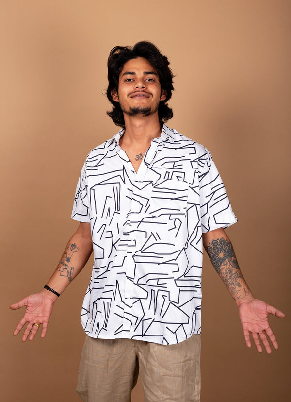 Wavy Designer White Premium Shirt