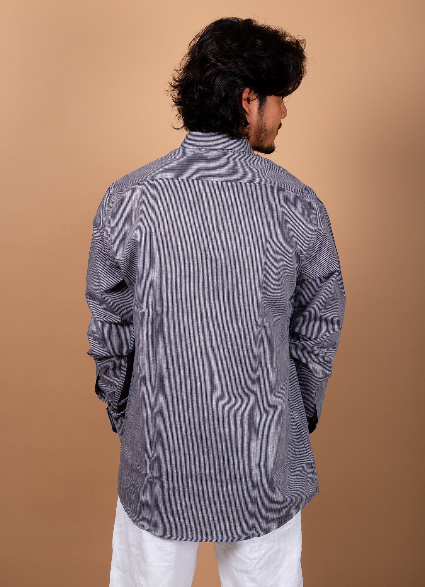 Lined Grey Organic Textured Premium Cotton Shirt