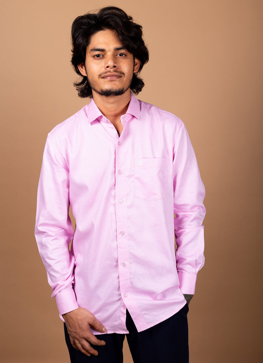 Dobby Pink Textured Organic Cotton Premium Shirt