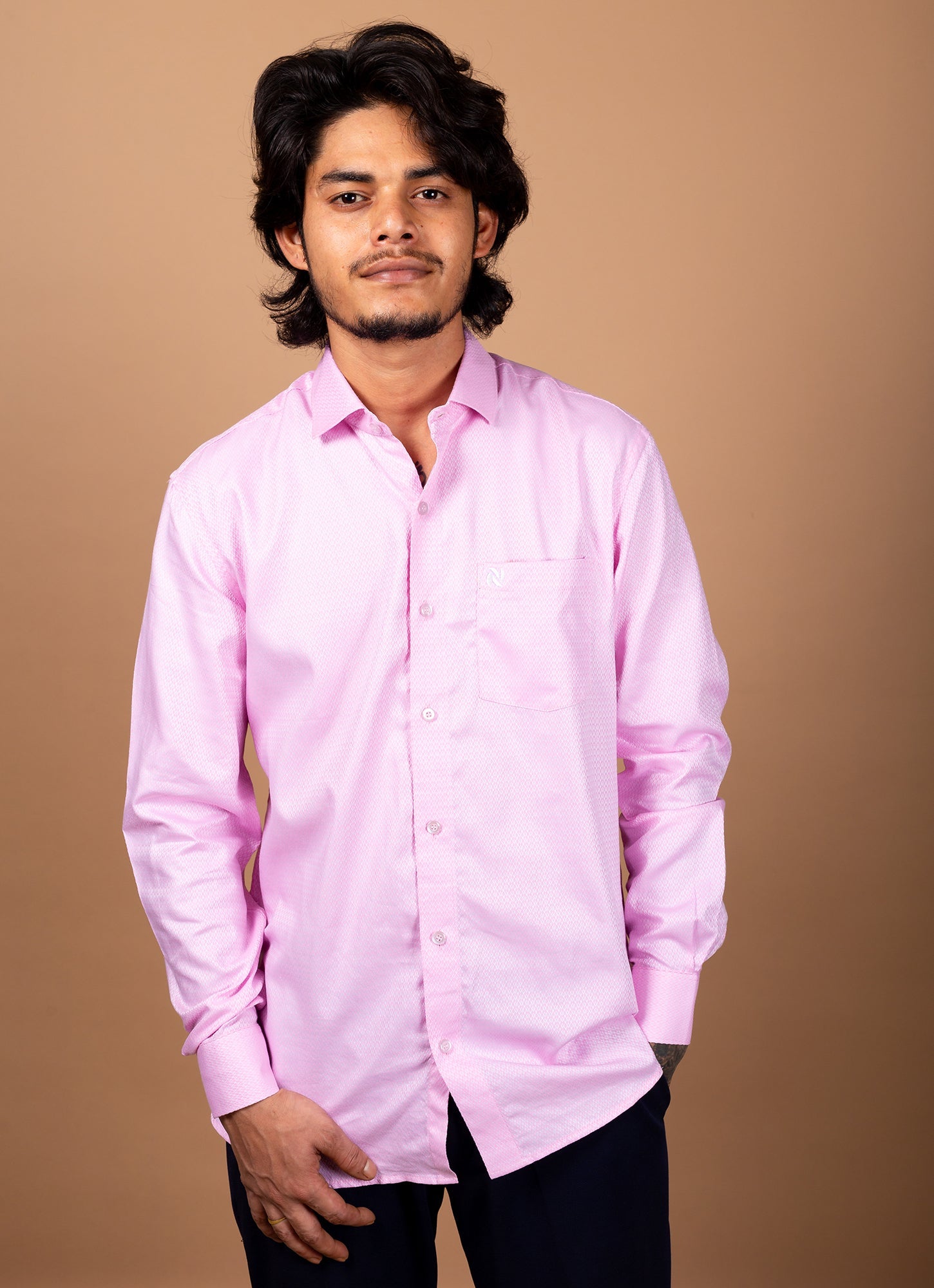 Dobby Pink Textured Organic Cotton Premium Shirt