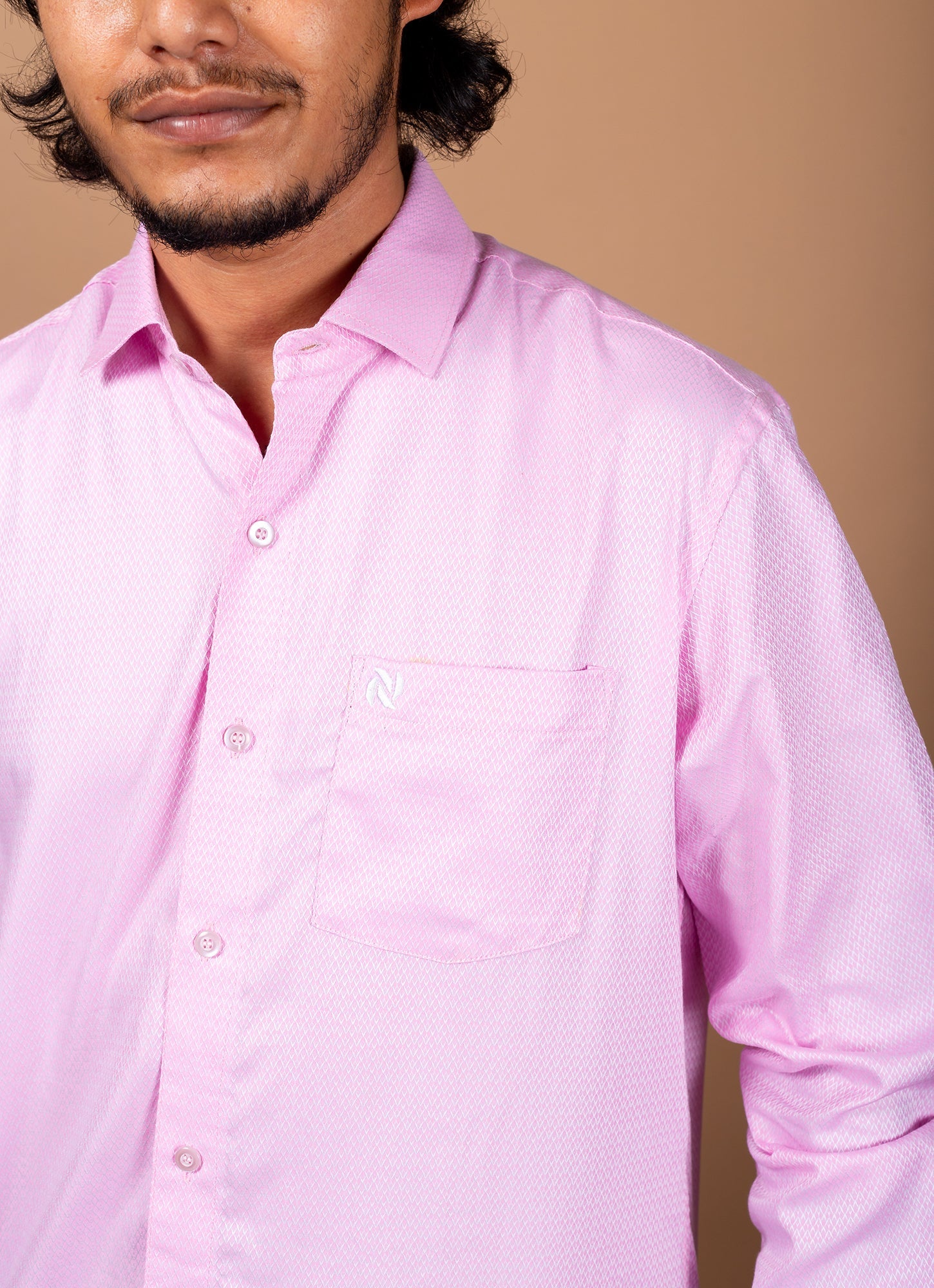 Dobby Pink Textured Organic Cotton Premium Shirt