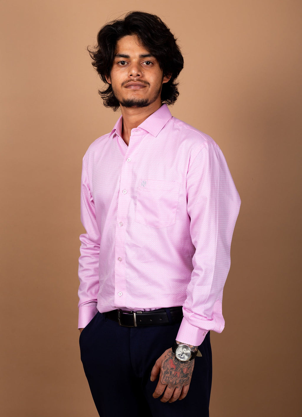 Dobby Pink Textured Organic Cotton Premium Shirt