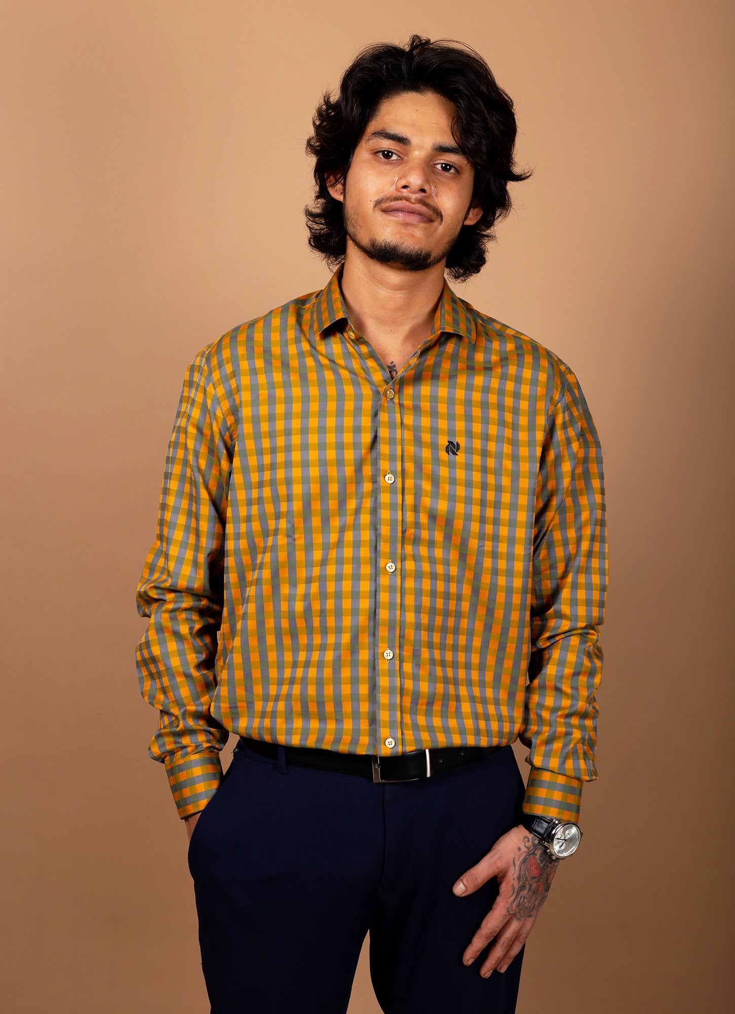 Goldenrod Checkered Organic Cotton Premium Shirt