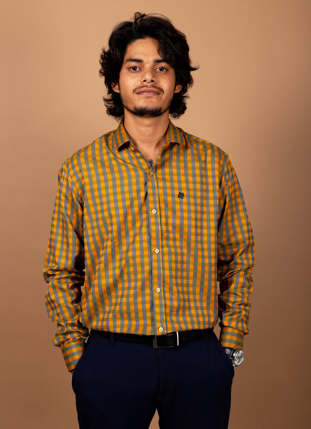 Goldenrod Checkered Organic Cotton Premium Shirt