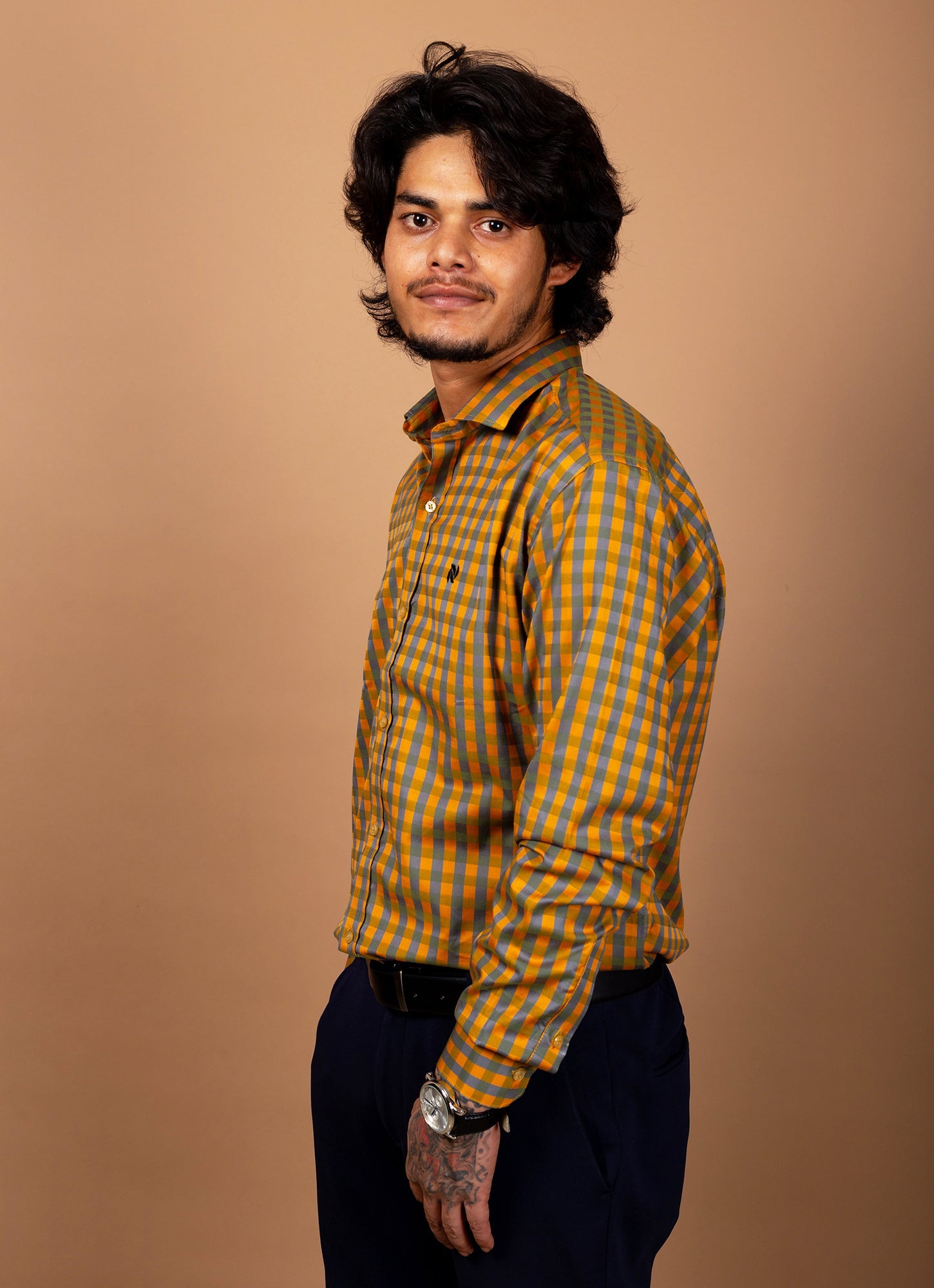 Goldenrod Checkered Organic Cotton Premium Shirt
