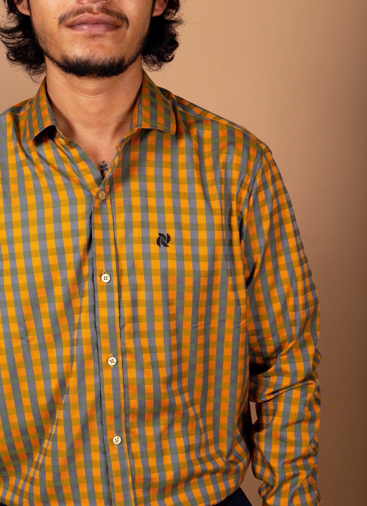 Goldenrod Checkered Organic Cotton Premium Shirt