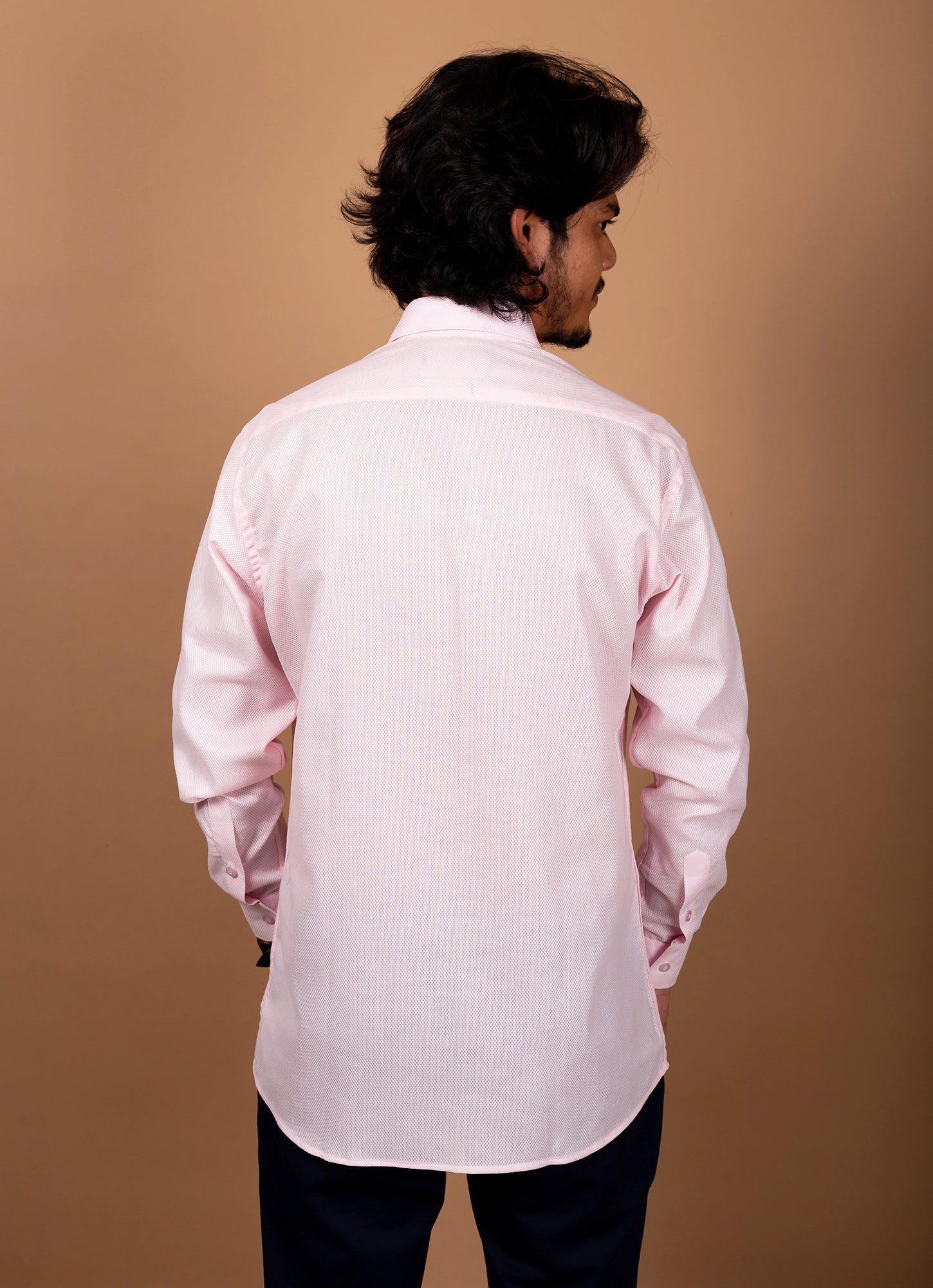 Textured Baby Pink Textured Organic Cotton Premium Shirt